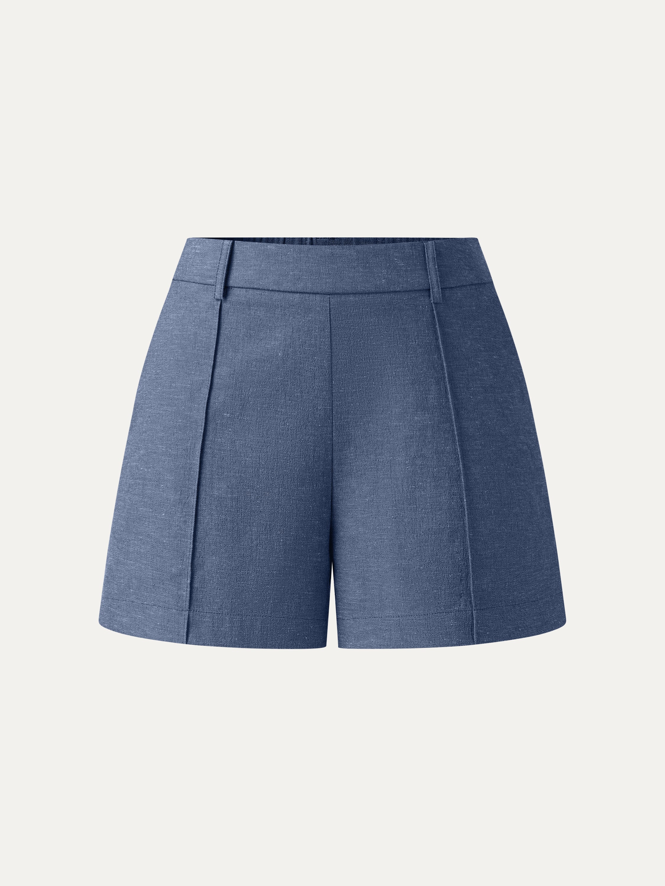 Linen-Like Mid Rise Pintuck Shorts with Pockets - Image 9