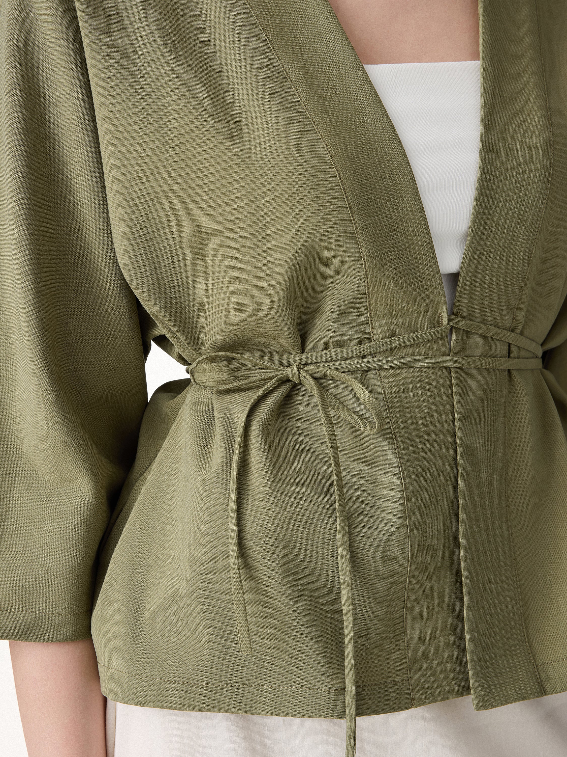 Lyocell-Linen 3/4 Sleeve Cardigan - Image 6