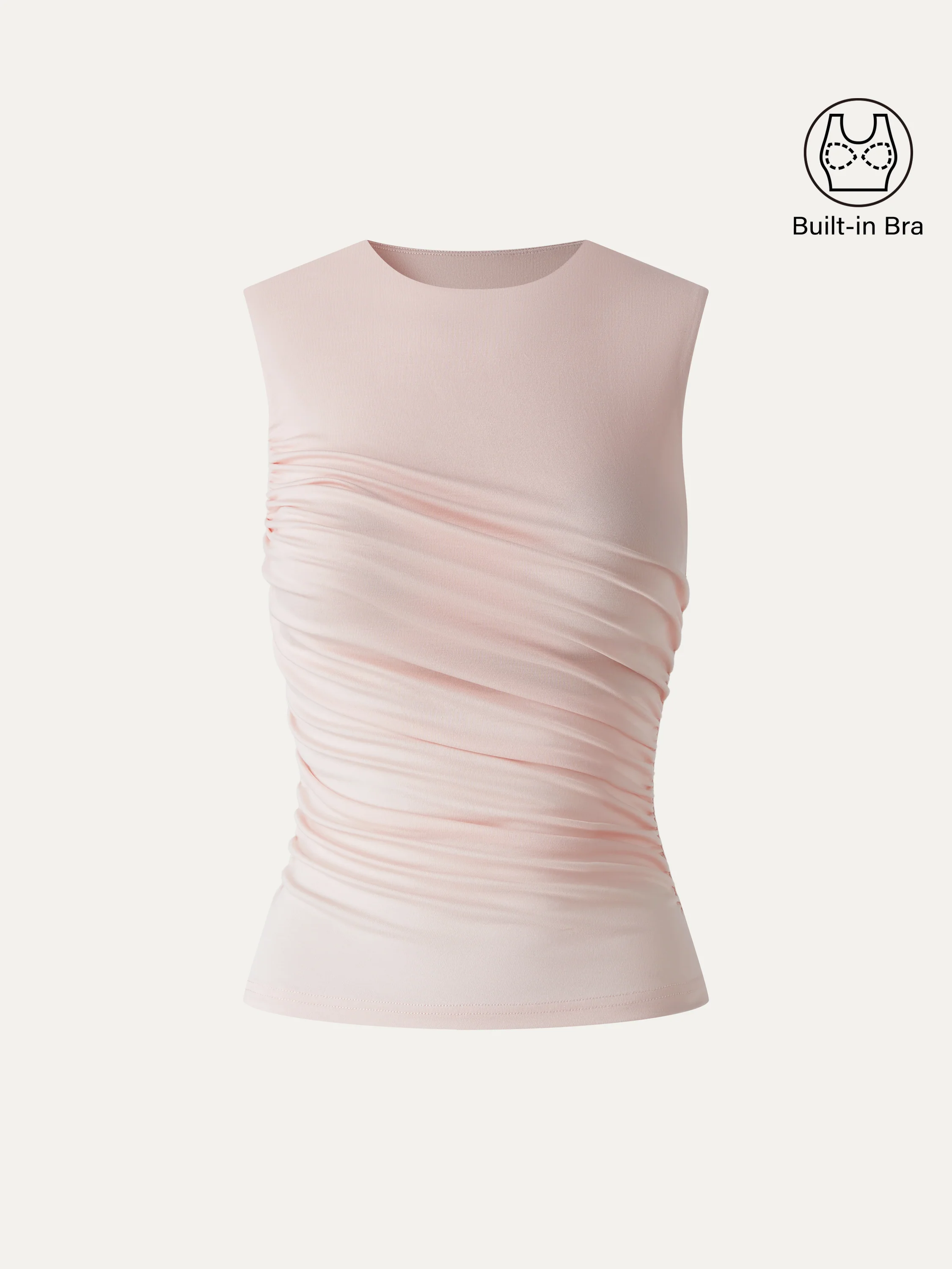 Lyocell Round Neck Gathered Side Bra Top - Image 11