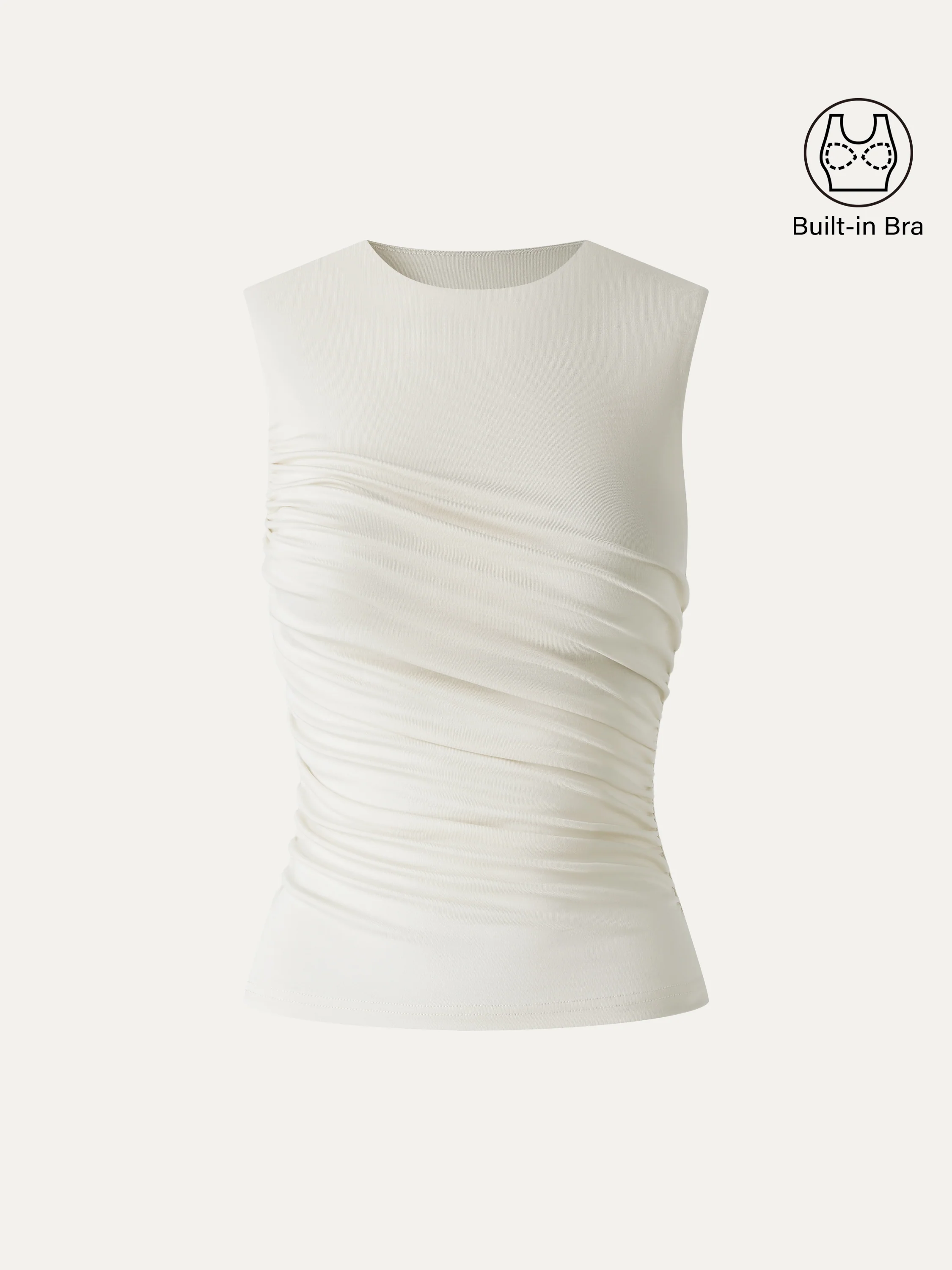 Lyocell Round Neck Gathered Side Bra Top - Image 12