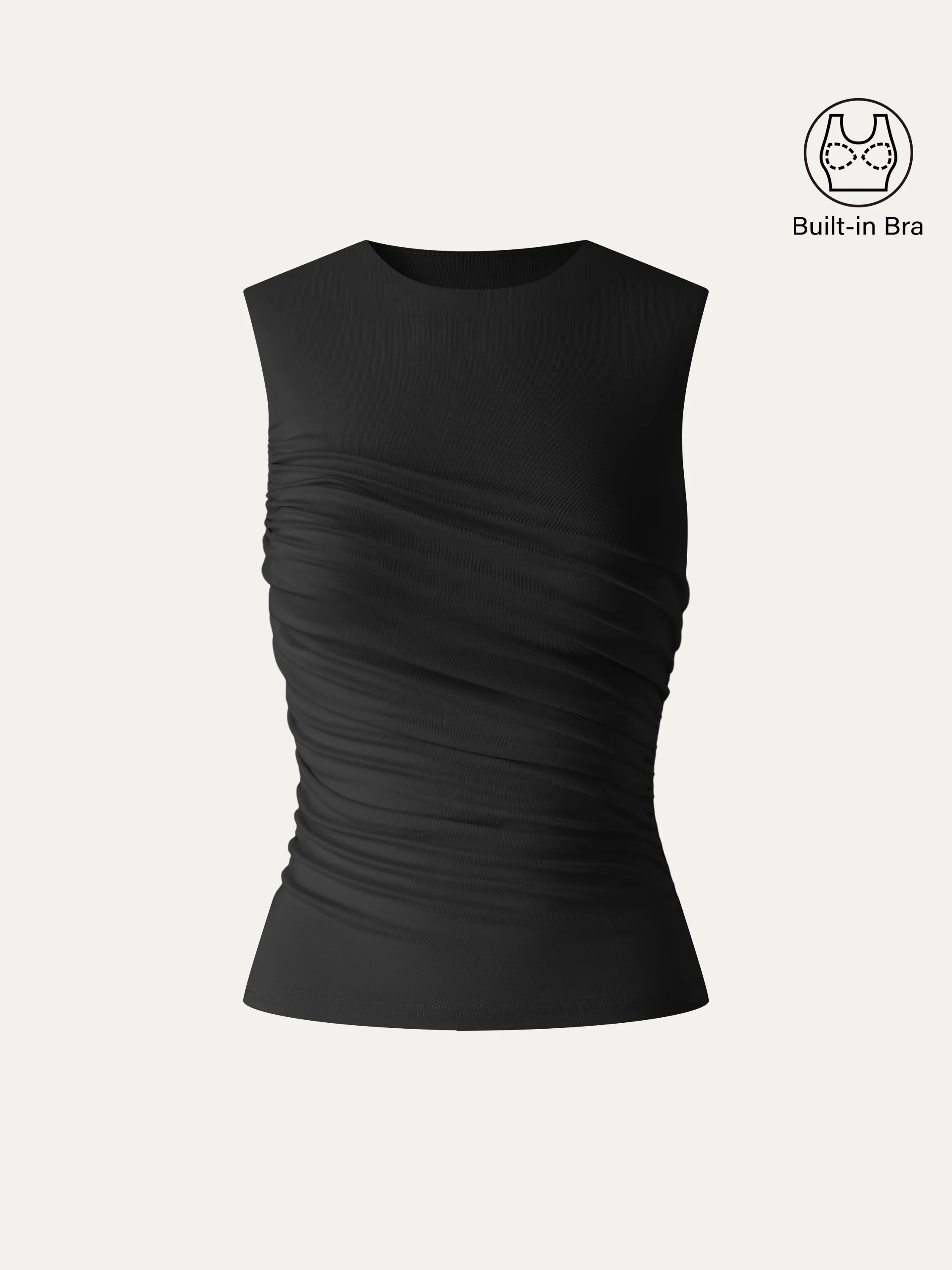 Lyocell Round Neck Gathered Side Bra Top - Image 13