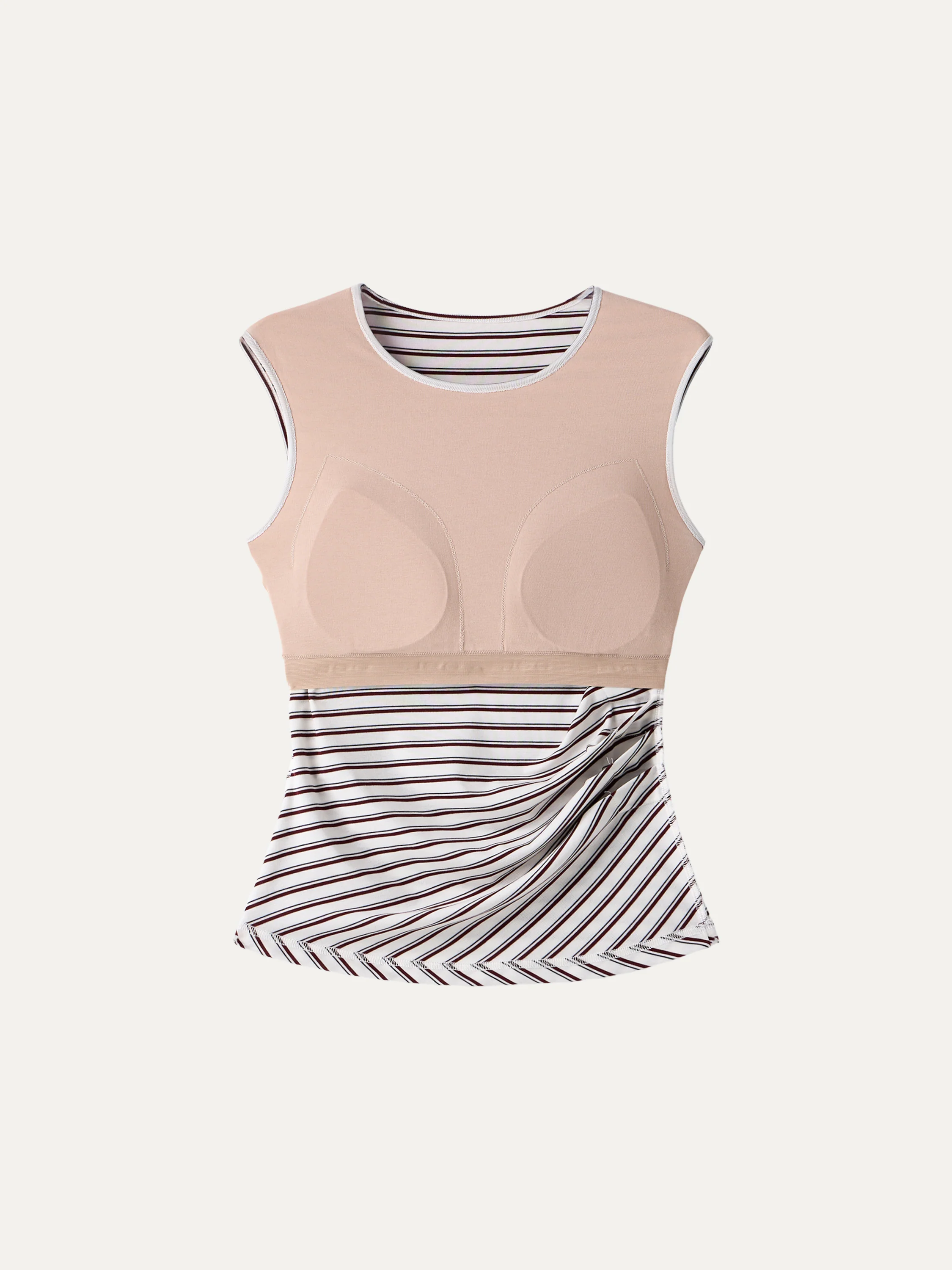 Lyocell Striped Tucked Sleeveless Bra Top - Image 11