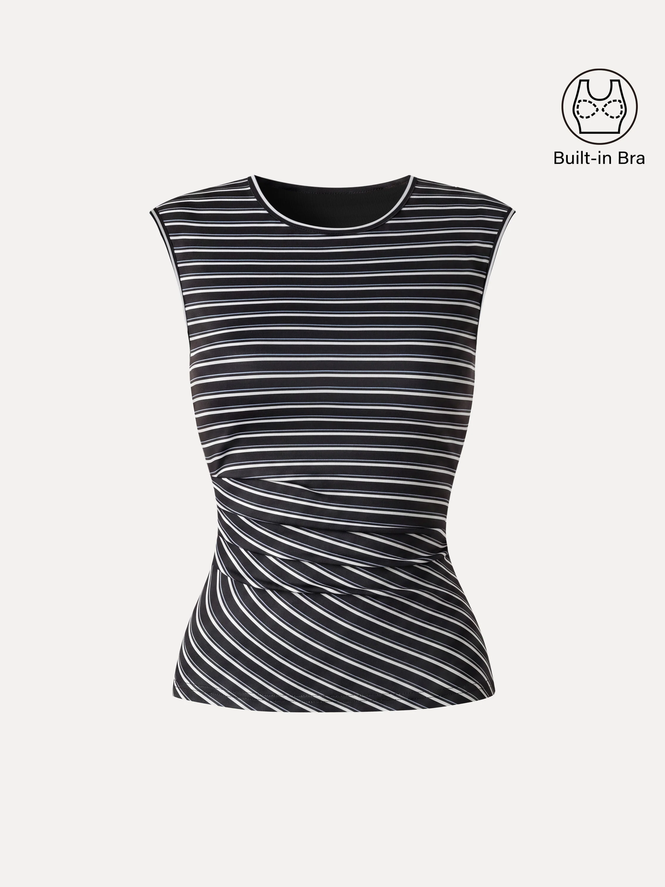 Lyocell Striped Tucked Sleeveless Bra Top - Image 3