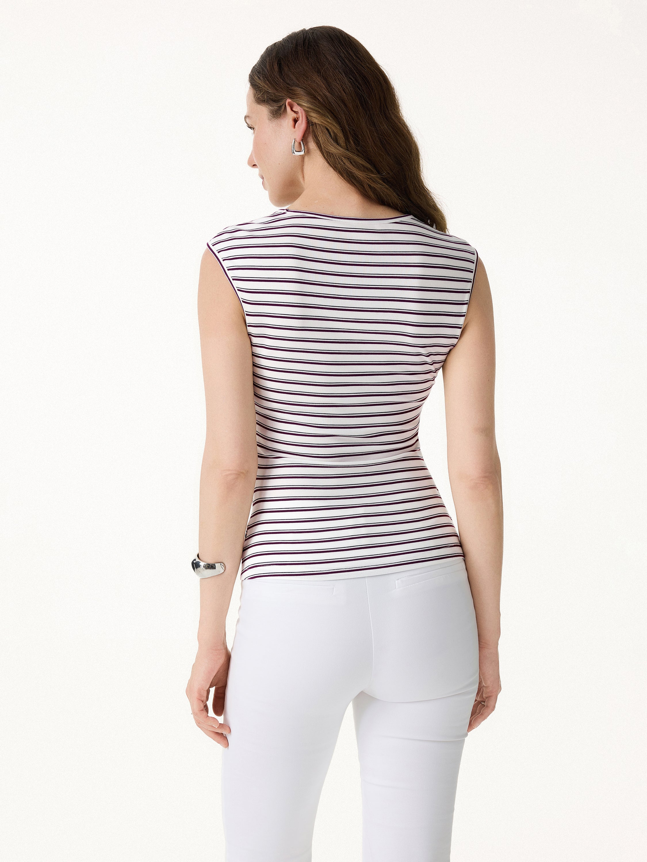 Lyocell Striped Tucked Sleeveless Bra Top - Image 9