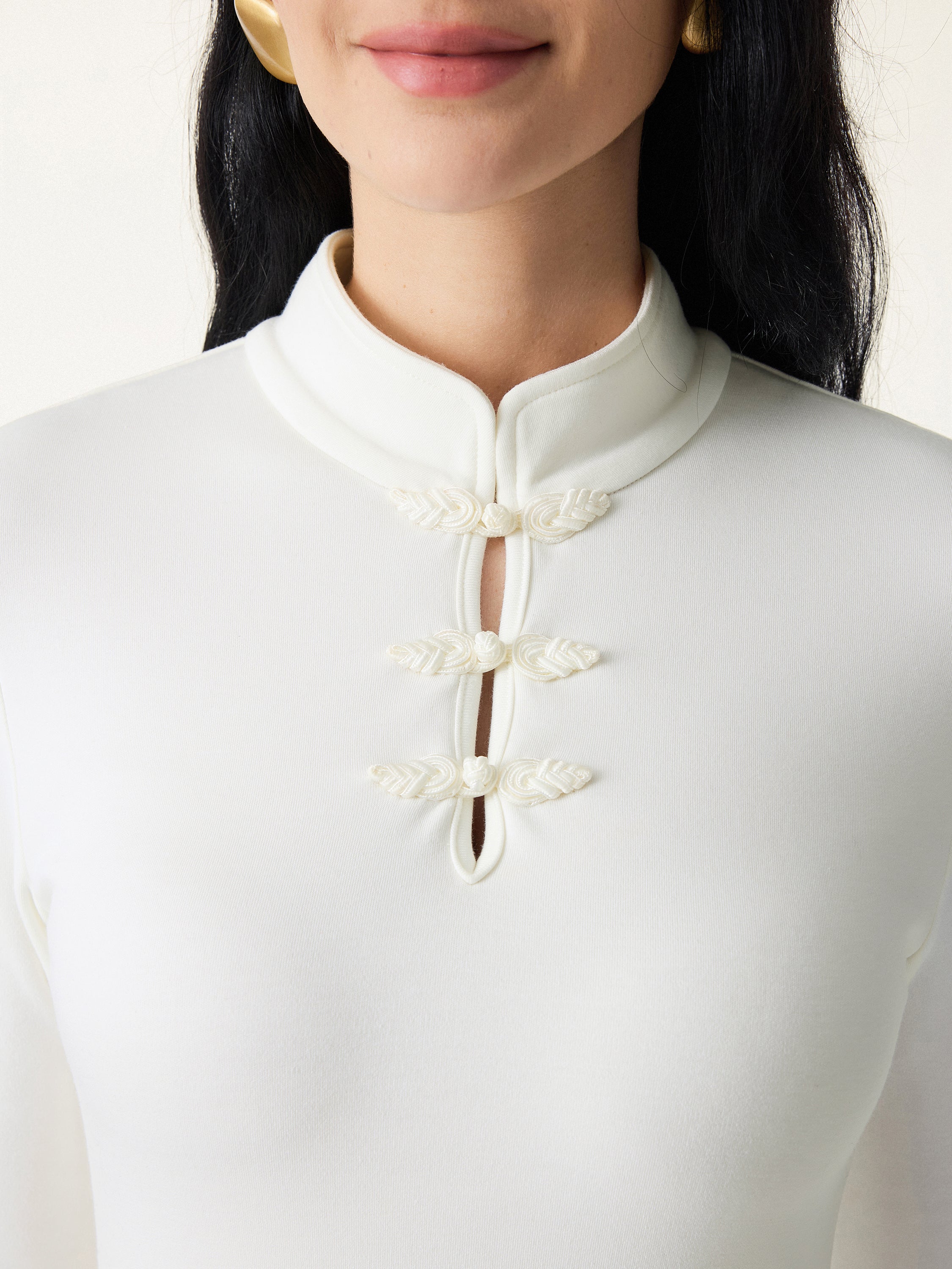 Mandarin Collar Frog Button Midi Bra Dress Limited Edition - Image 5