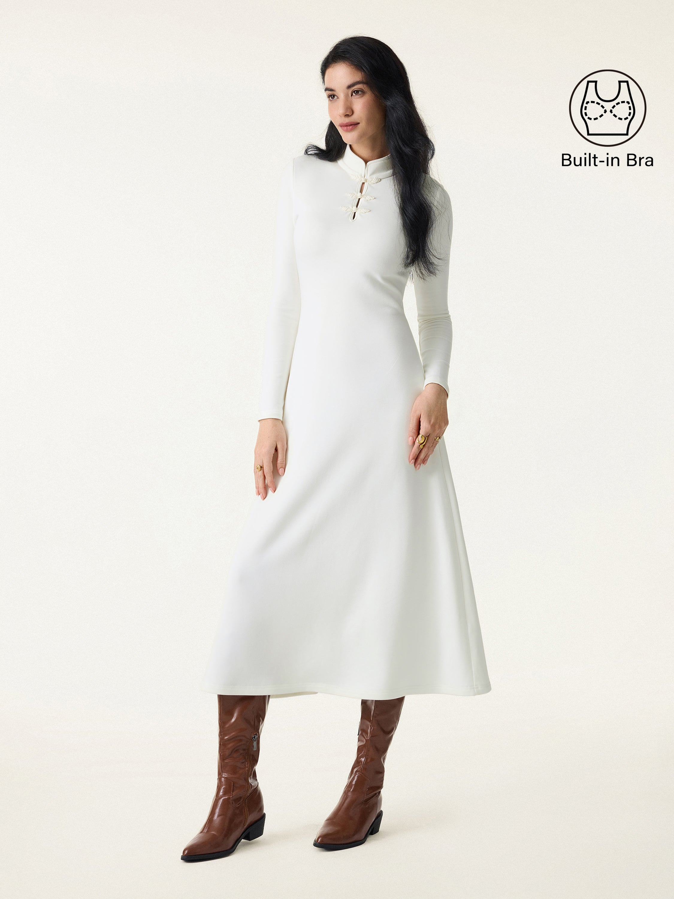 Mandarin Collar Frog Button Midi Bra Dress Limited Edition - Image 7
