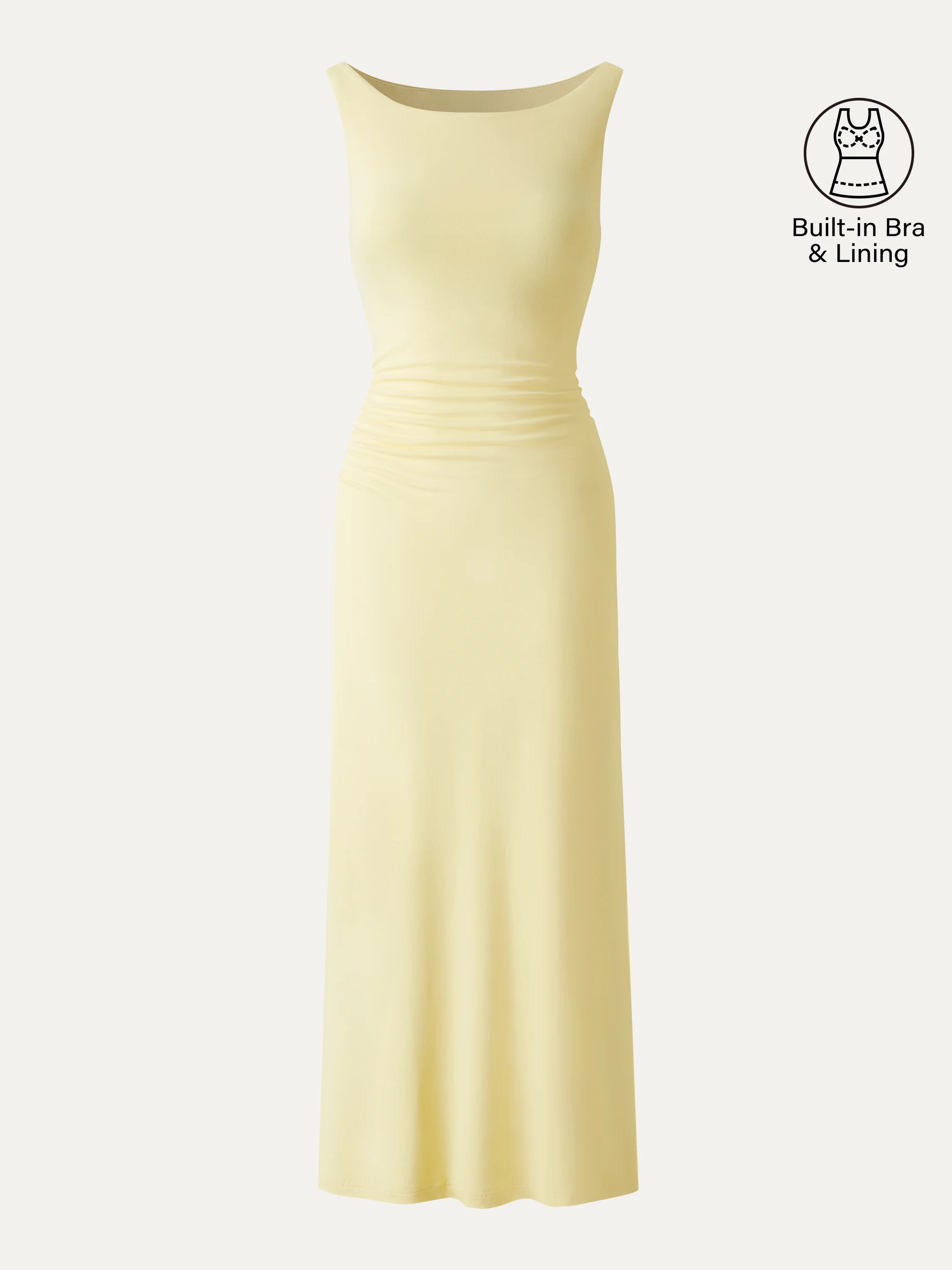 Matte Smooth Boatneck Ruched Midi Bra Dress - Image 10