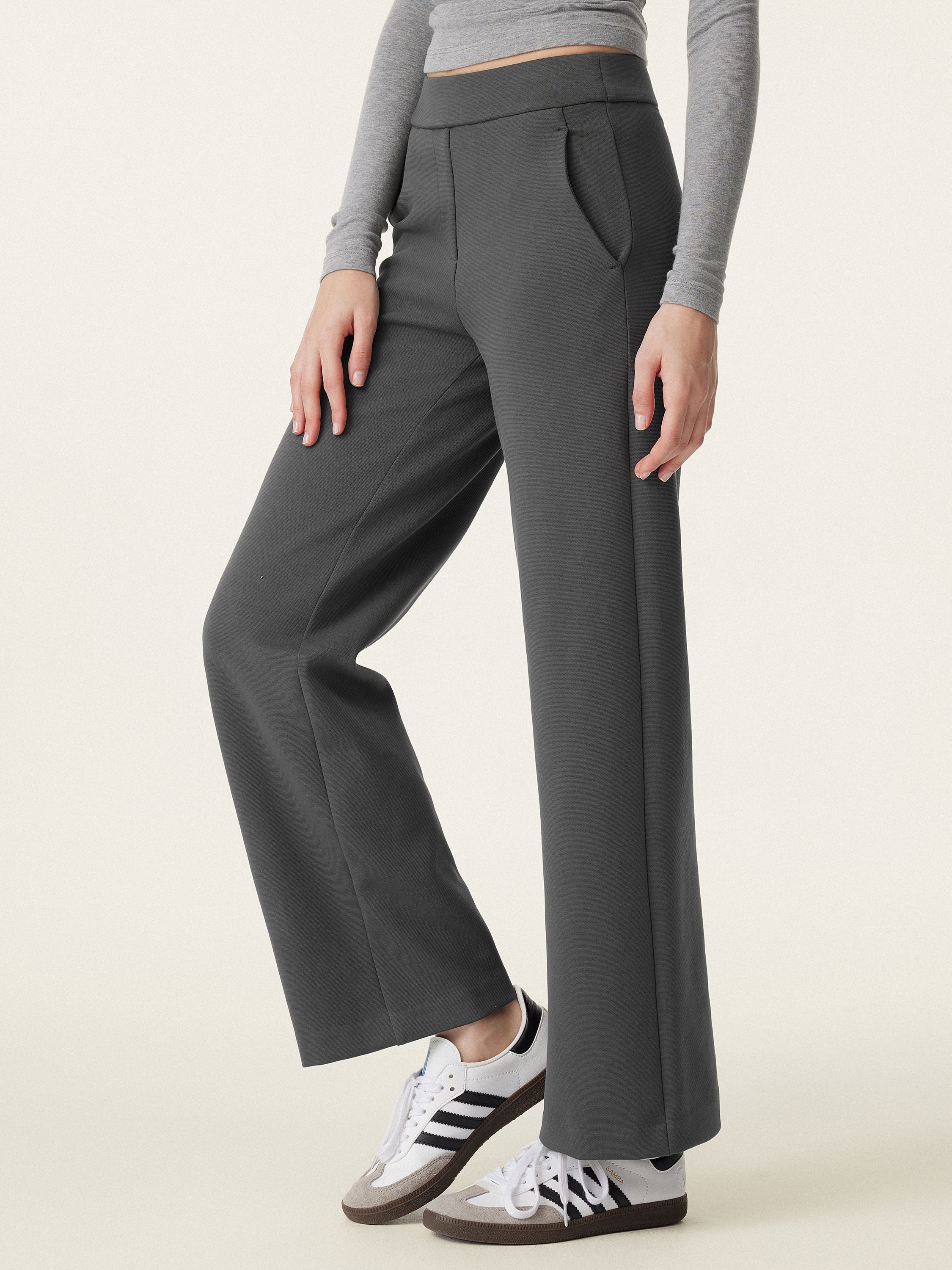 Textured Mid Rise Pull-on Straight Pant with Pockets - Image 20