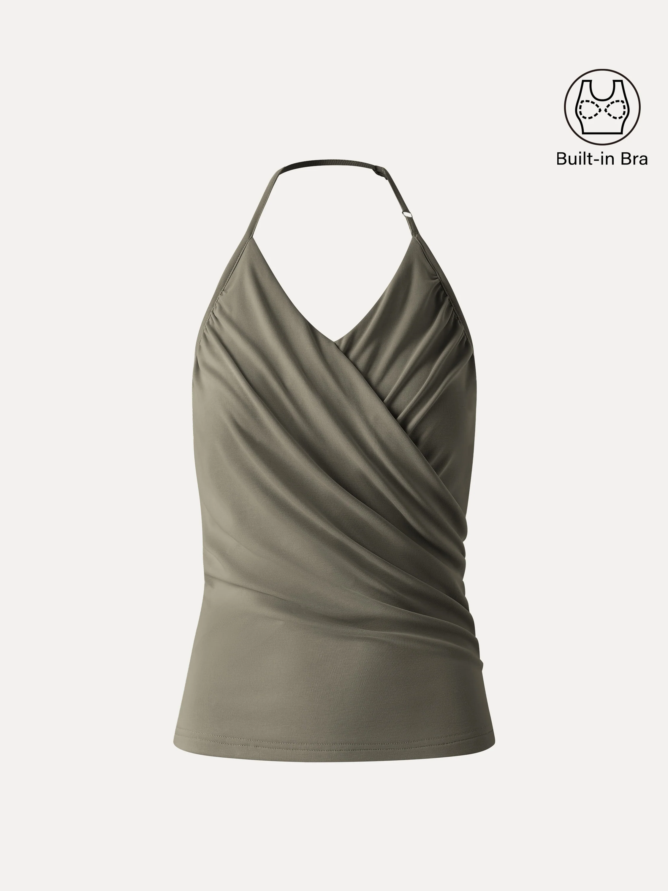 Modal Halter Neck Surplice Ruched Bandless Bra Top - Image 15