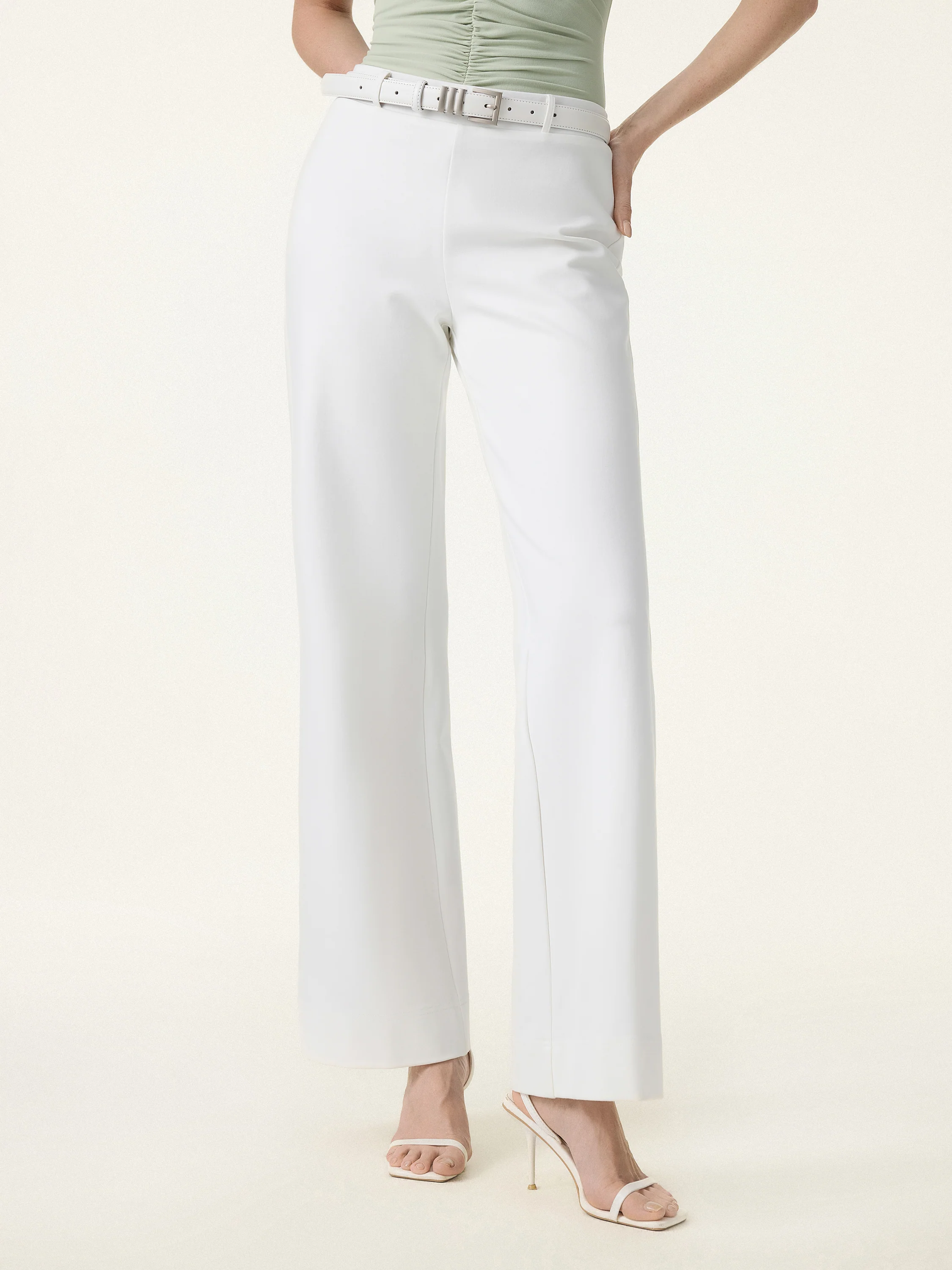Not-See-Thru Drapey Mid Rise Wide Leg Pull-on Pant with Pockets - Image 6
