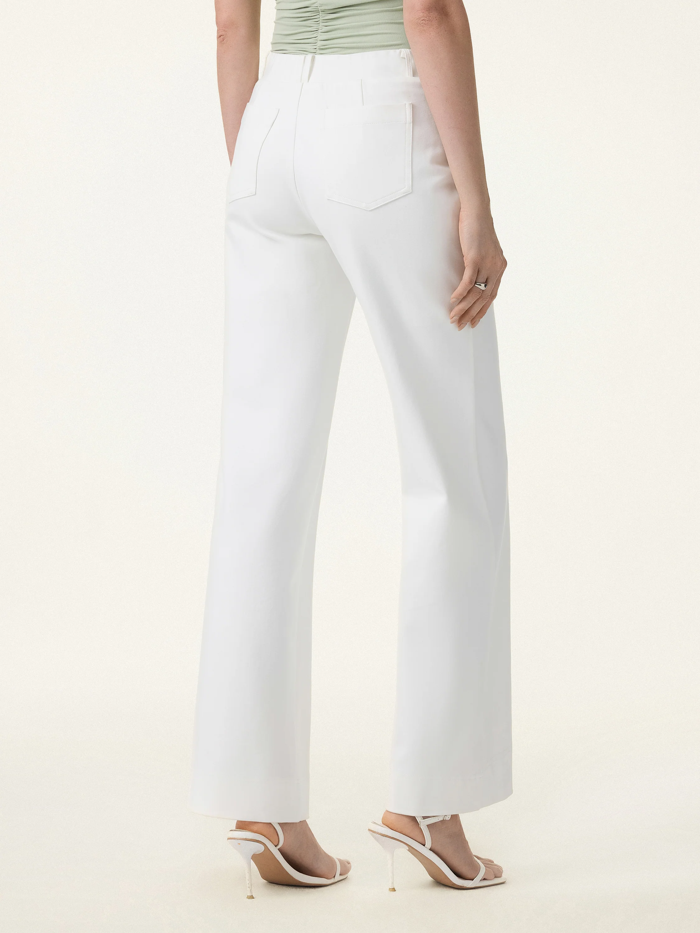 Not-See-Thru Drapey Mid Rise Wide Leg Pull-on Pant with Pockets - Image 9