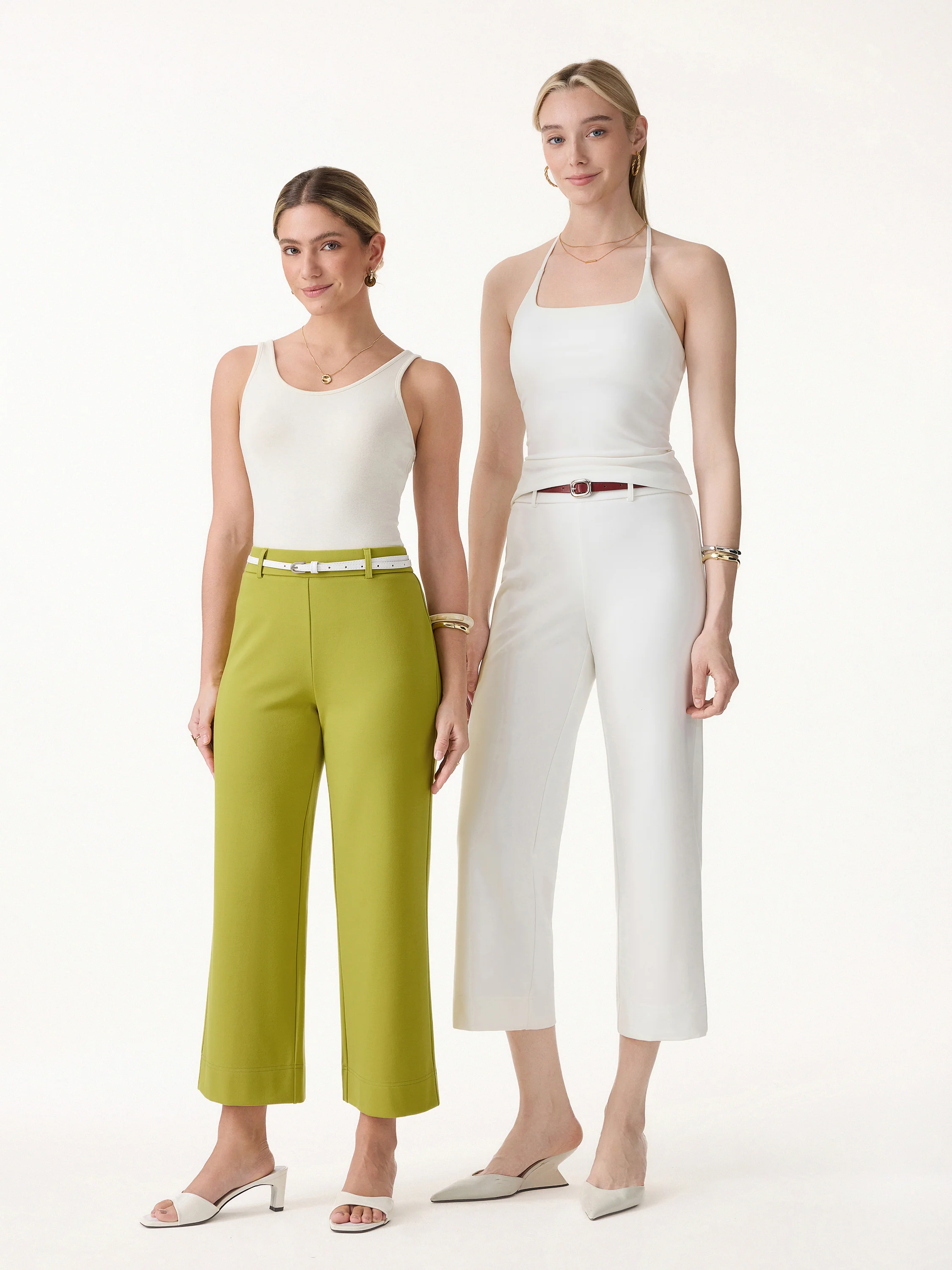Not-See-Thru Mid Rise Cropped Wide Leg Pants with Pockets - Image 13