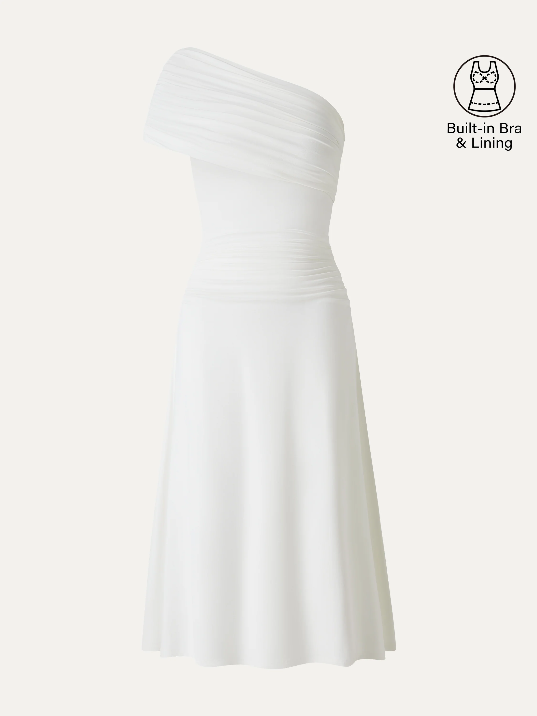 Not-See-Thru One Shoulder Gathered Midi Bra Dress - Image 11