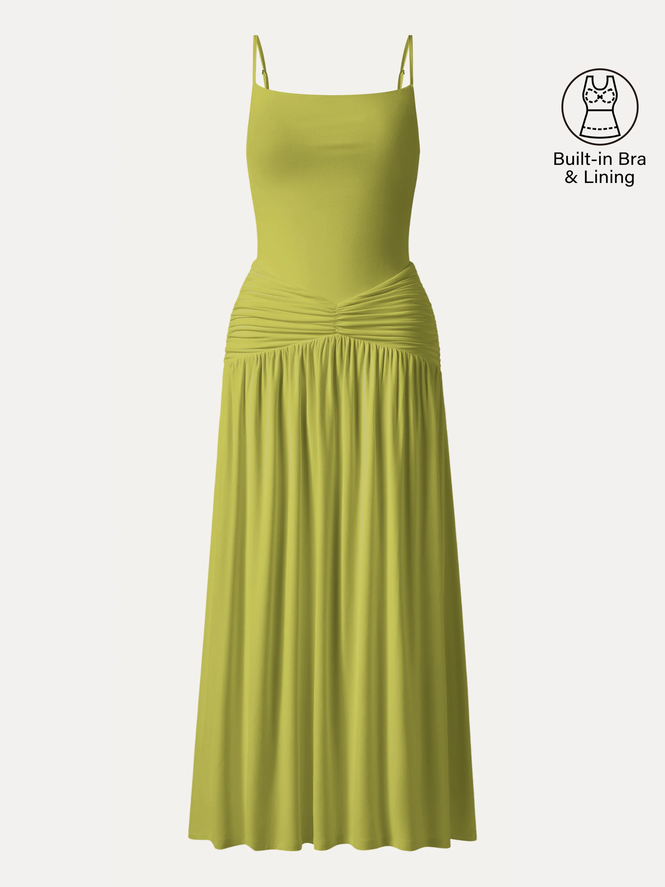 Not-See-Thru Spaghetti Gathered Maxi Bra Dress - Image 18