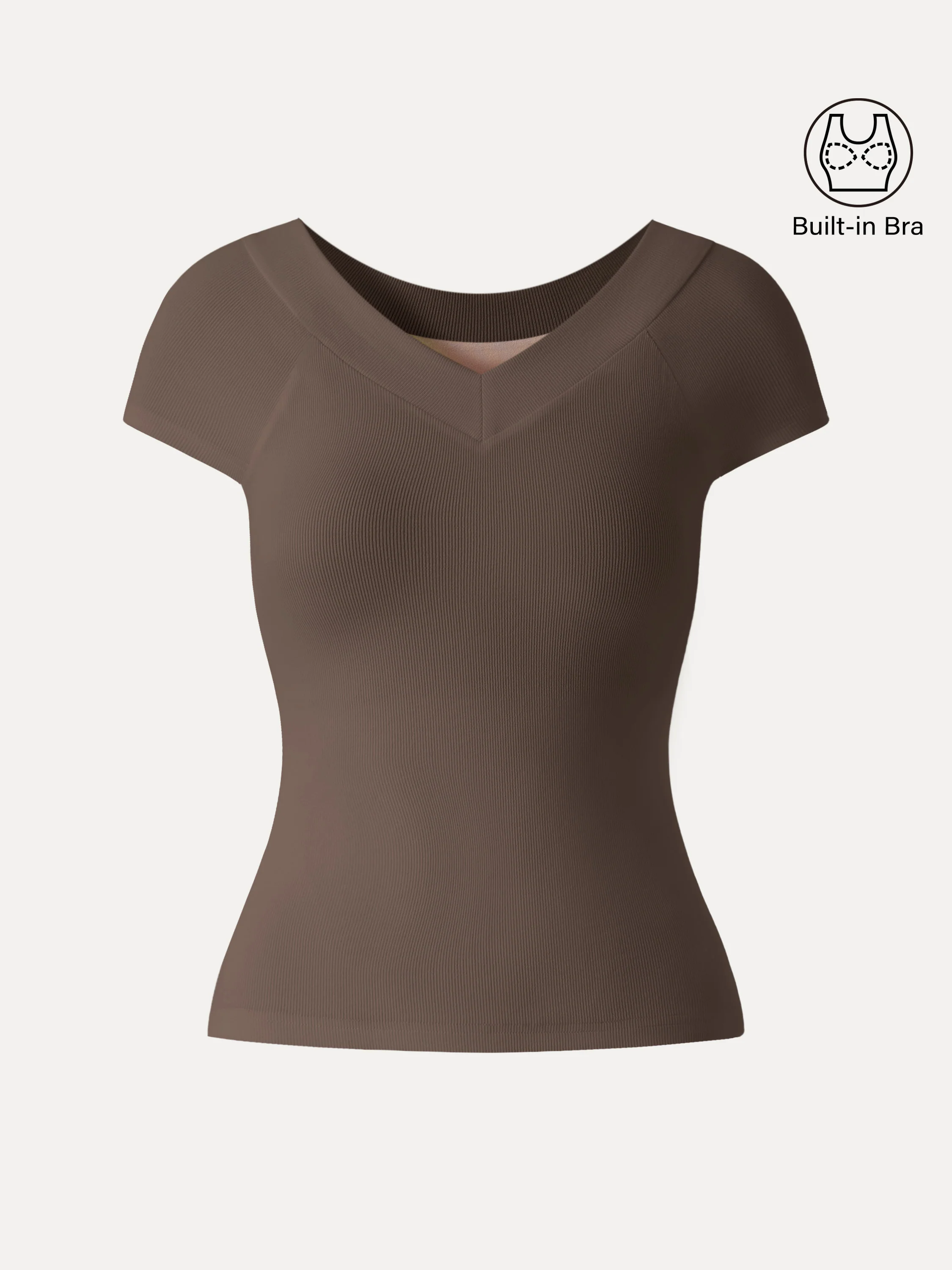 Pantive Essential V-Neck Cap Sleeve Summer Bra Tee - Image 2