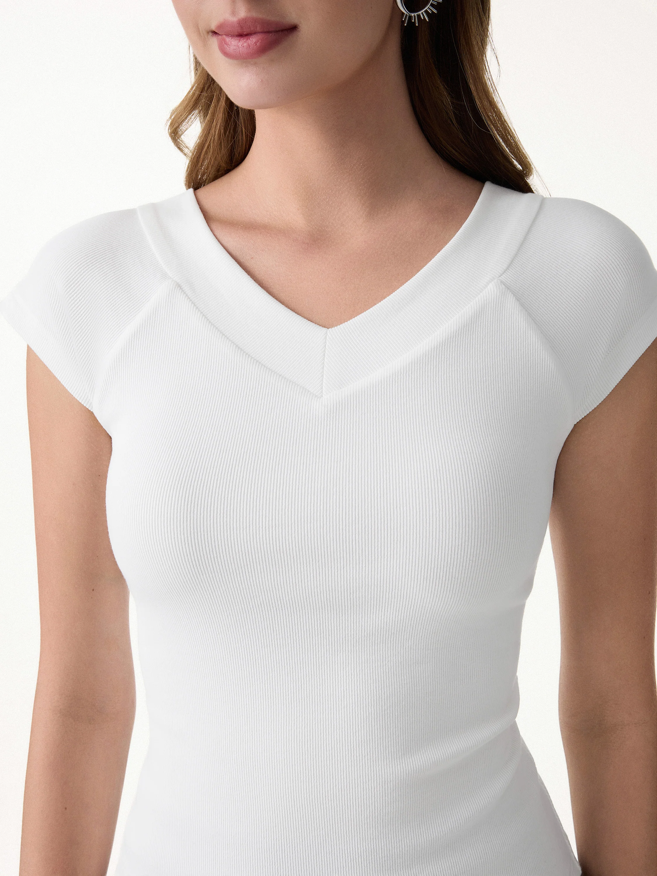 Pantive Essential V-Neck Cap Sleeve Summer Bra Tee - Image 5