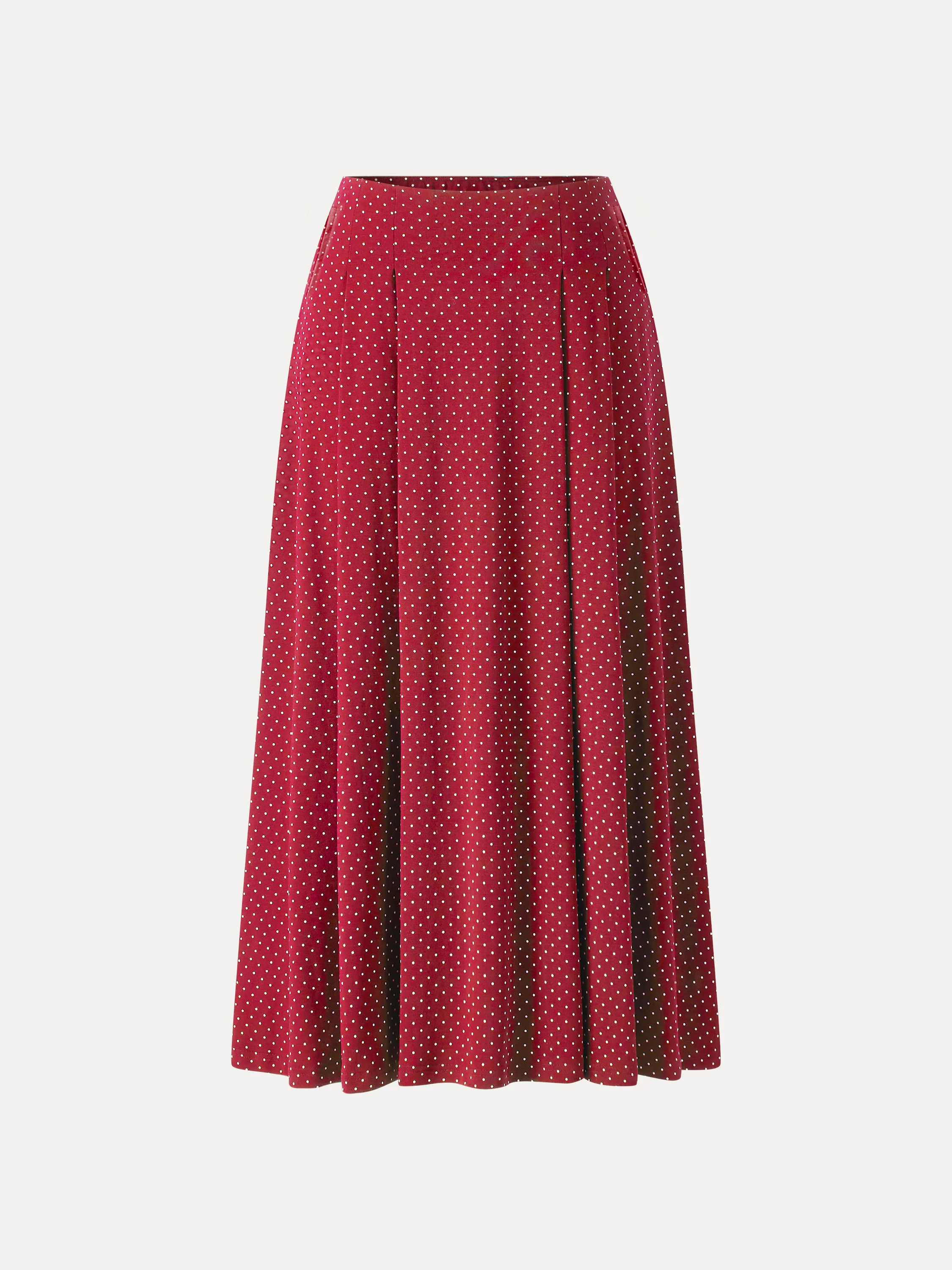 Polka Dots Flared Midi Skirt with Pockets - Image 11