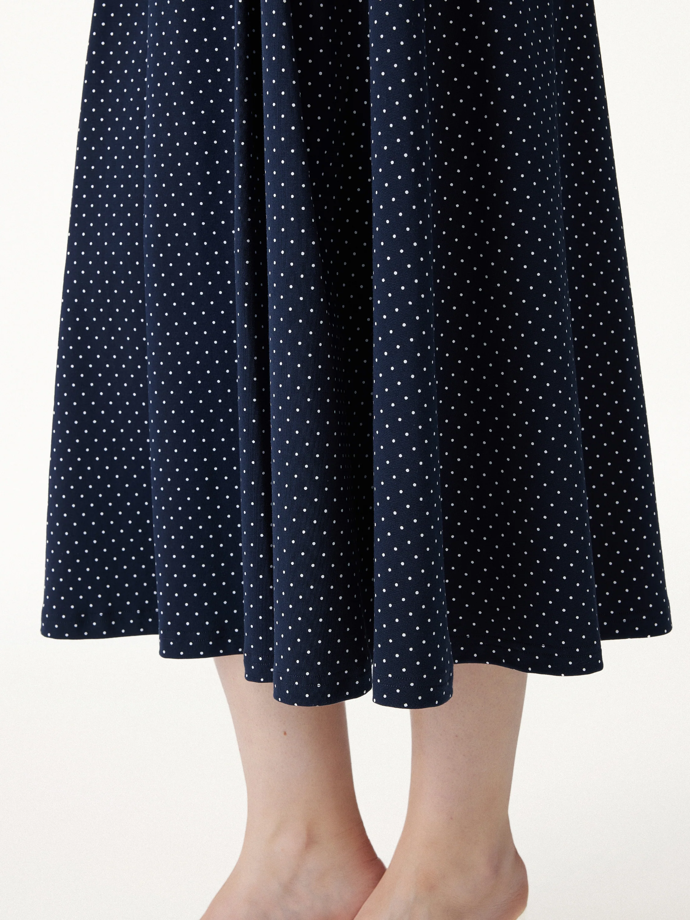 Polka Dots Flared Midi Skirt with Pockets - Image 3