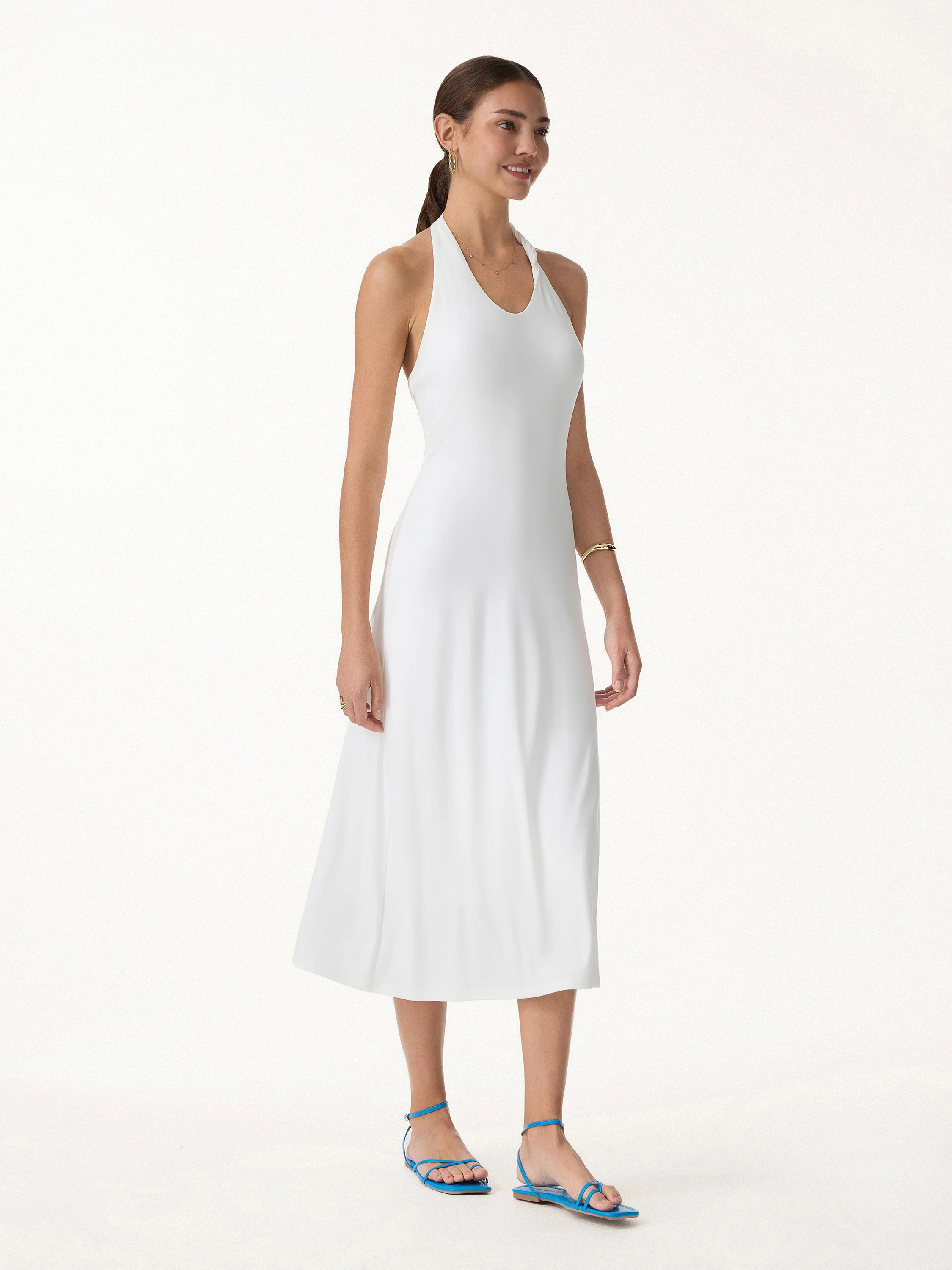 Ponte Halter Neck Open Back Bra Dress - Image 5