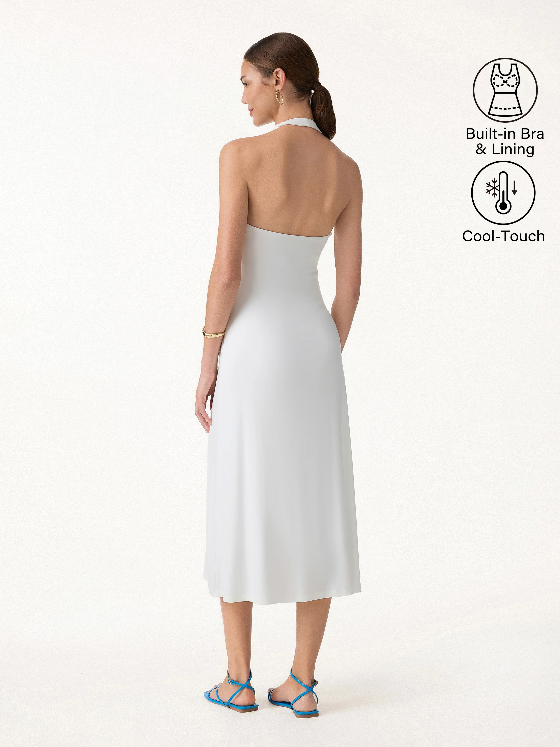 Ponte Halter Neck Open Back Bra Dress - Image 9
