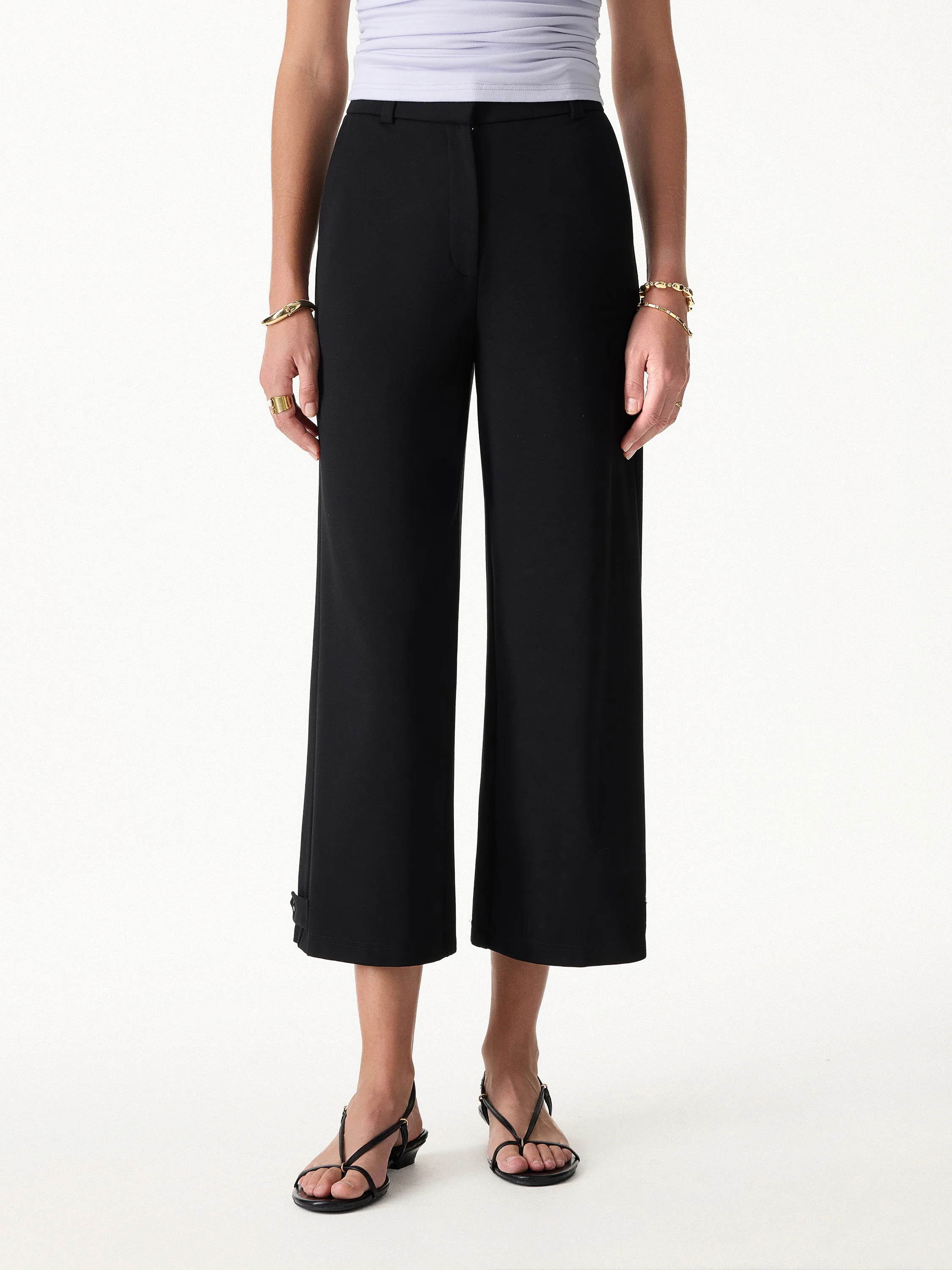 Ponte High-Rise Cropped Wide-Leg Pants with Pockets - Image 6