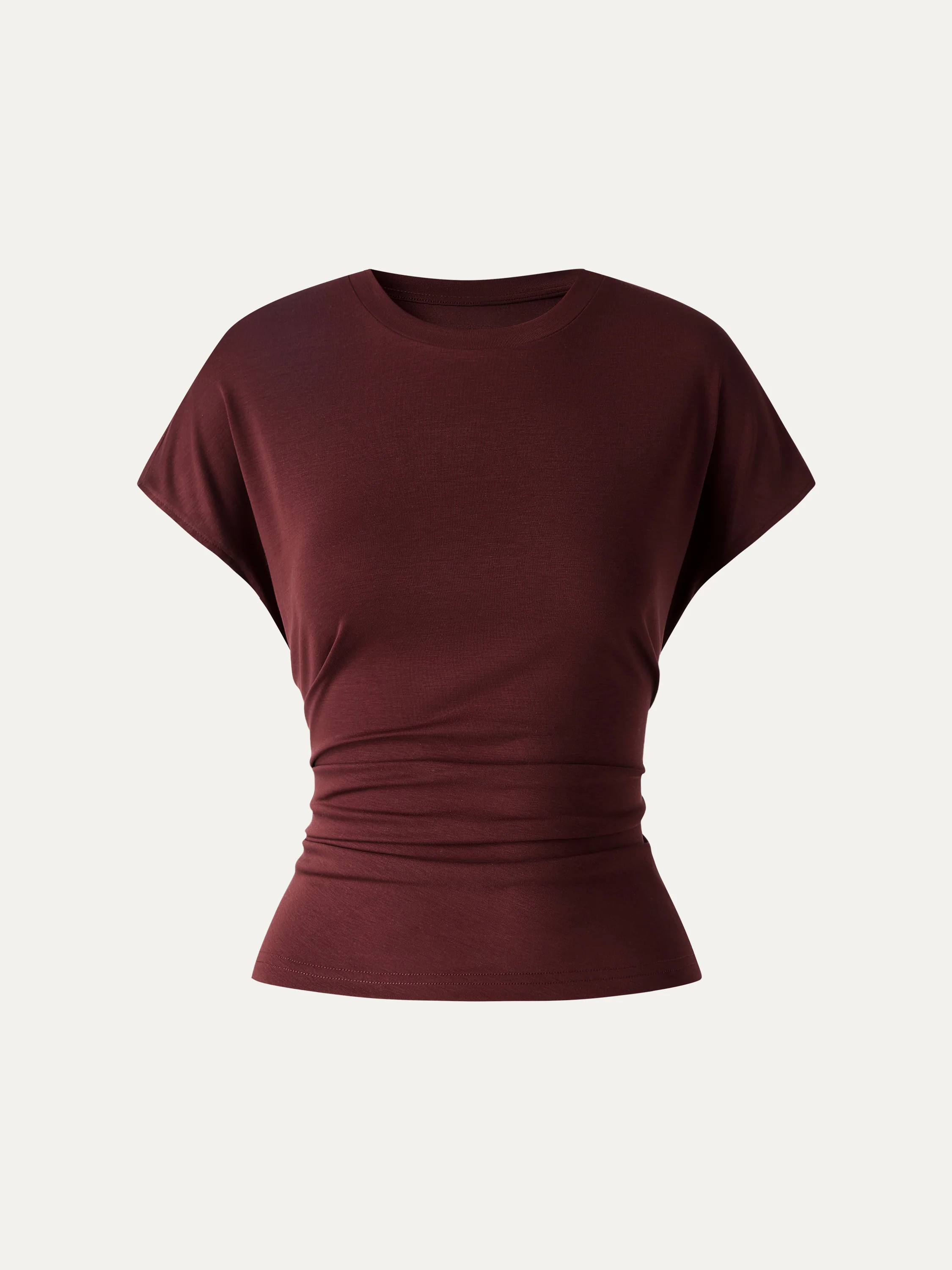 Relaxed Round Neck Tucked Cap Sleeve Tee - Image 9