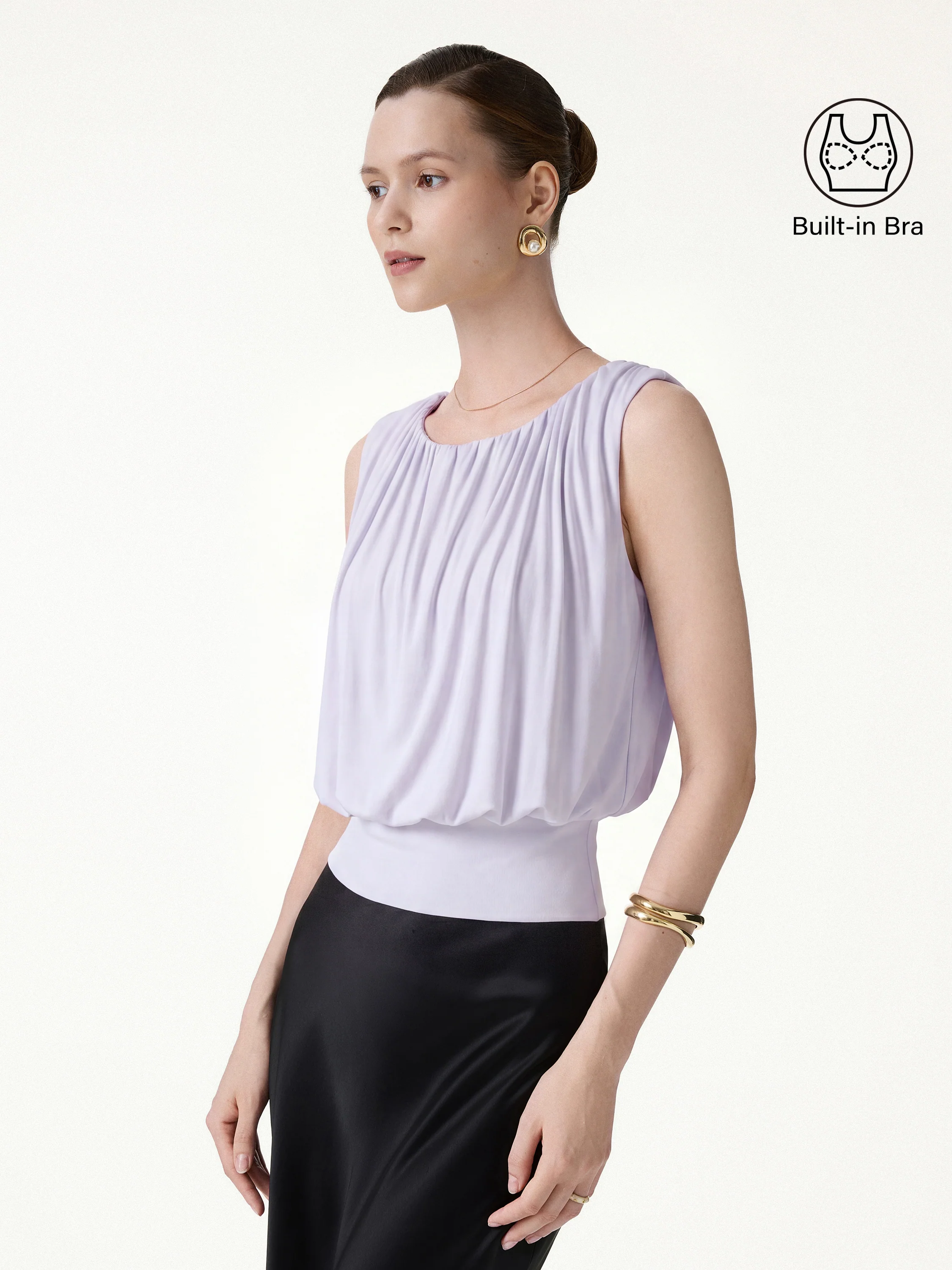 Round Neck Gathered Sleeveless Bra Top - Image 12
