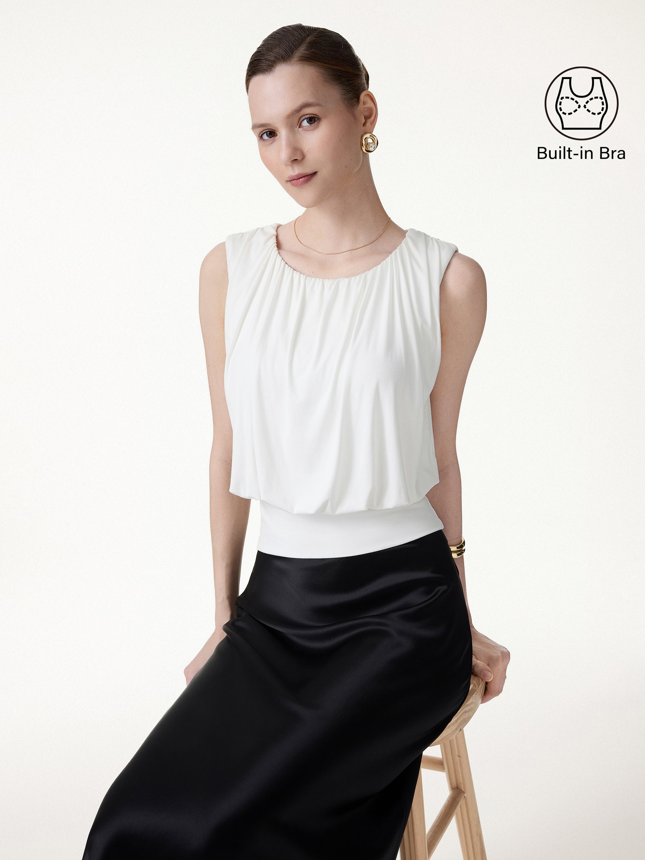 Round Neck Gathered Sleeveless Bra Top - Image 4
