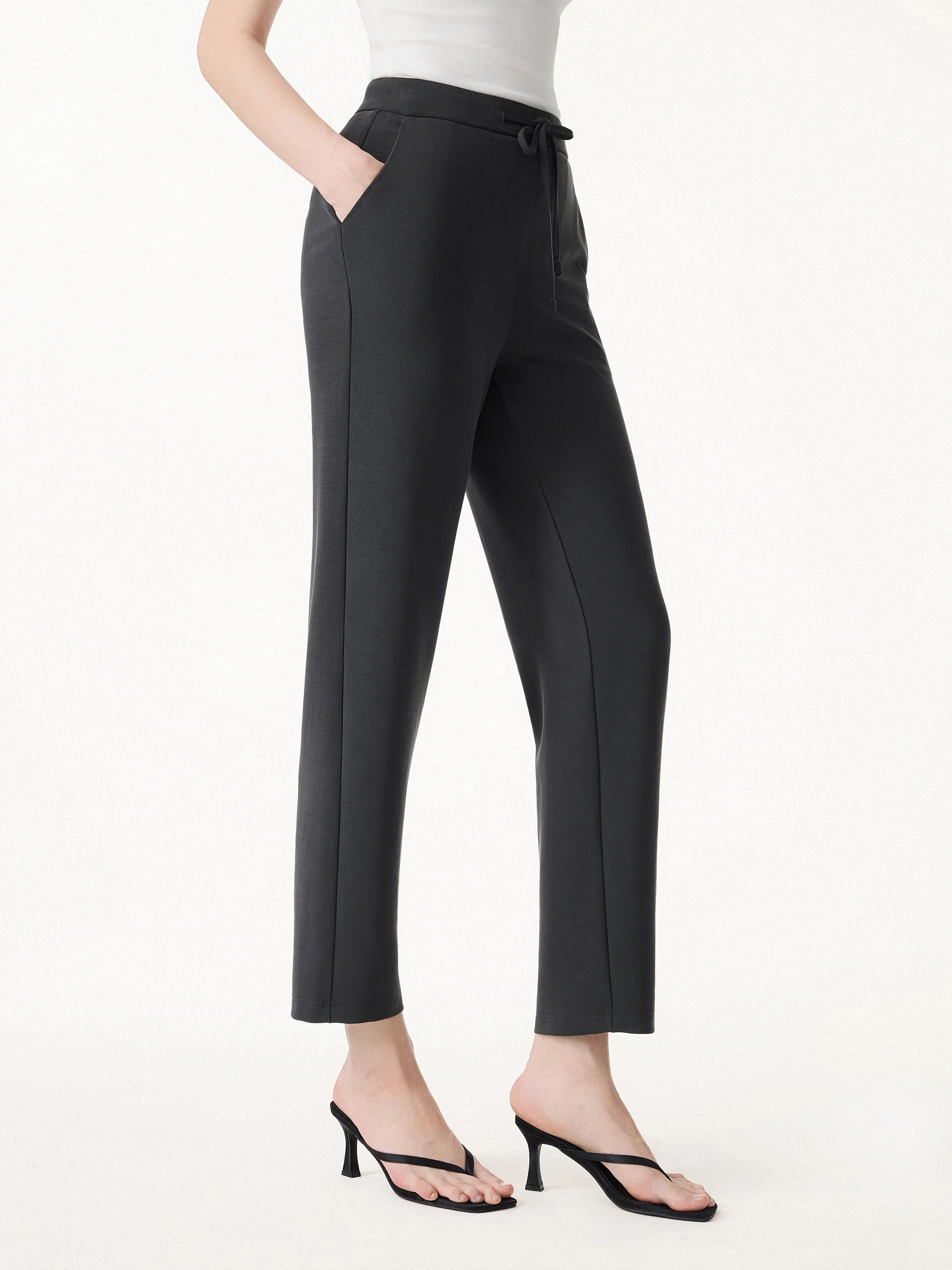 Sandwashed Mid Rise Cropped Tapered Travel Pant with Pockets - Image 2