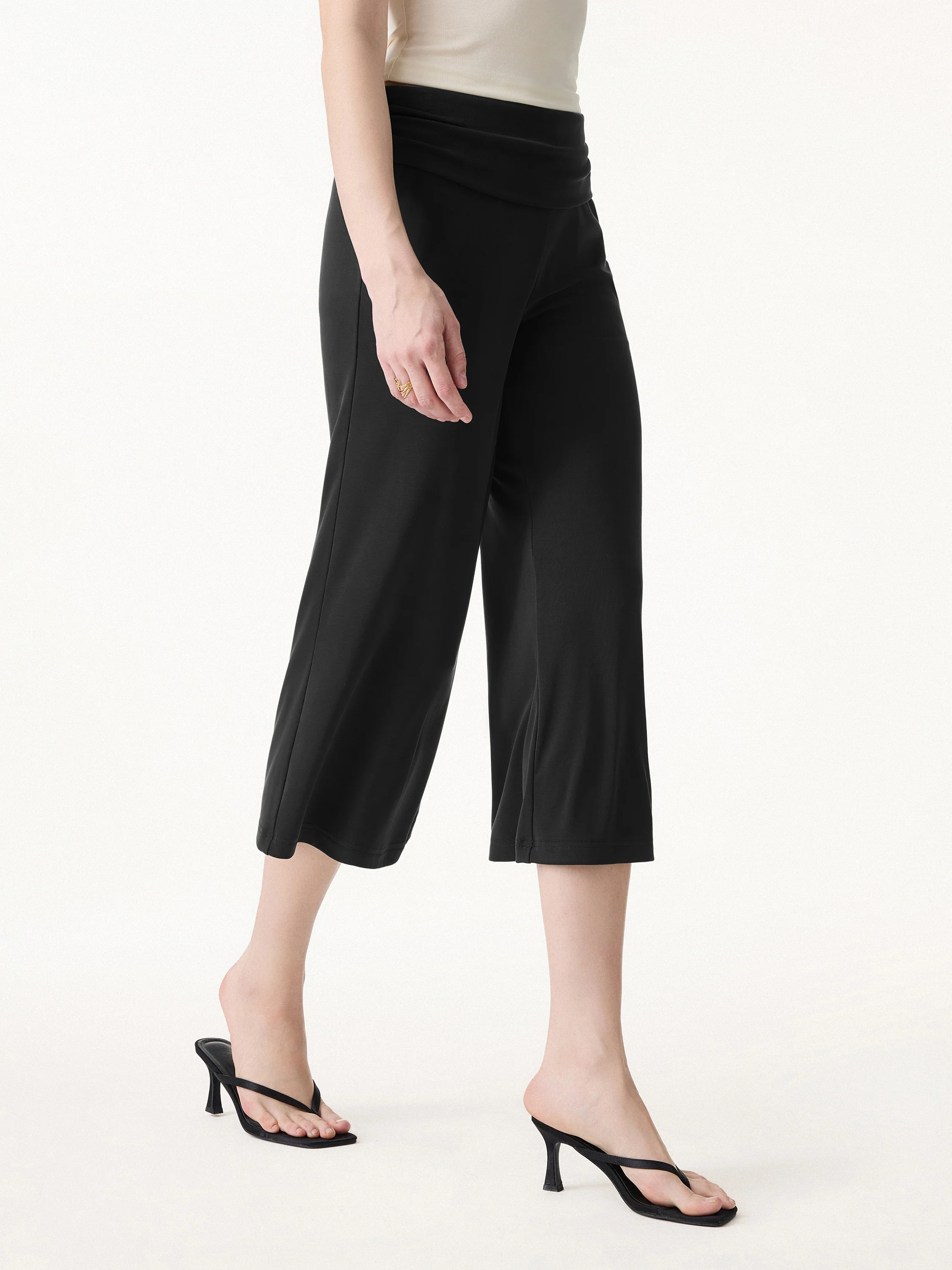 Sandwashed Modal Fold-Down Waist Flared Leg Pants - Image 4