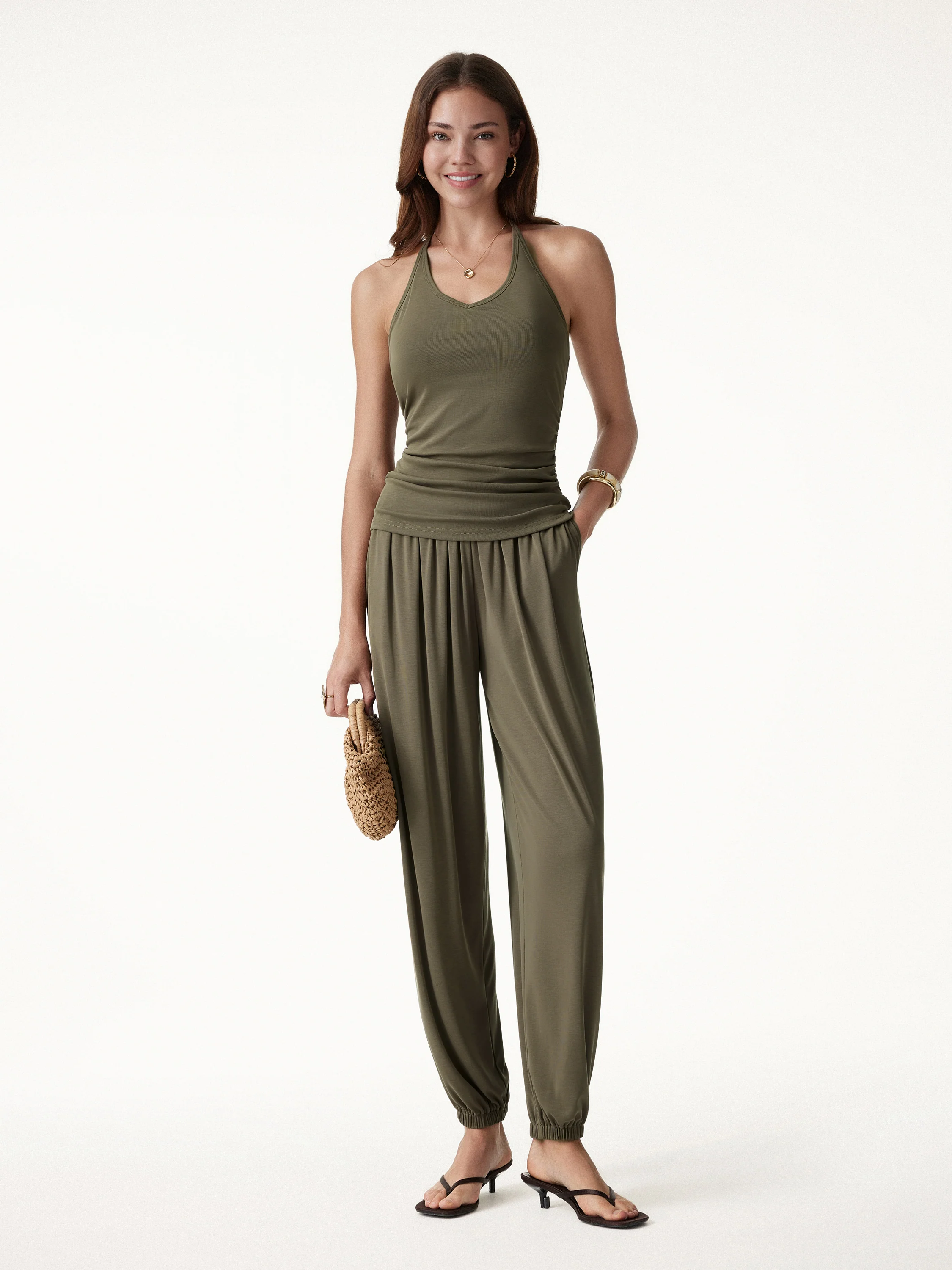 Sandwashed Modal Ultra-Soft High Rise Balloon Pants with Pockets - Image 6