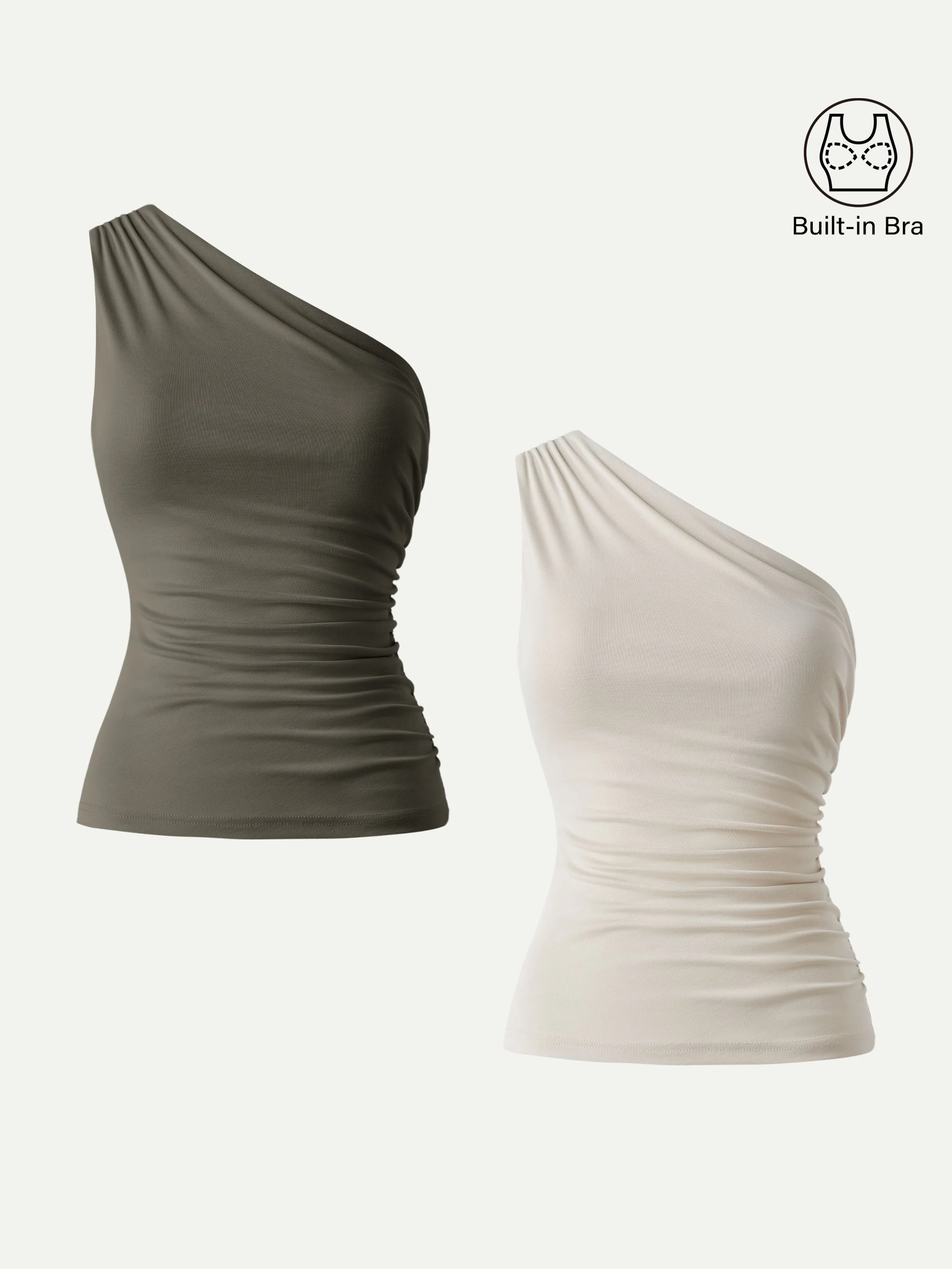 Sandwashed One Shoulder Ruched Bra Tank - Image 21