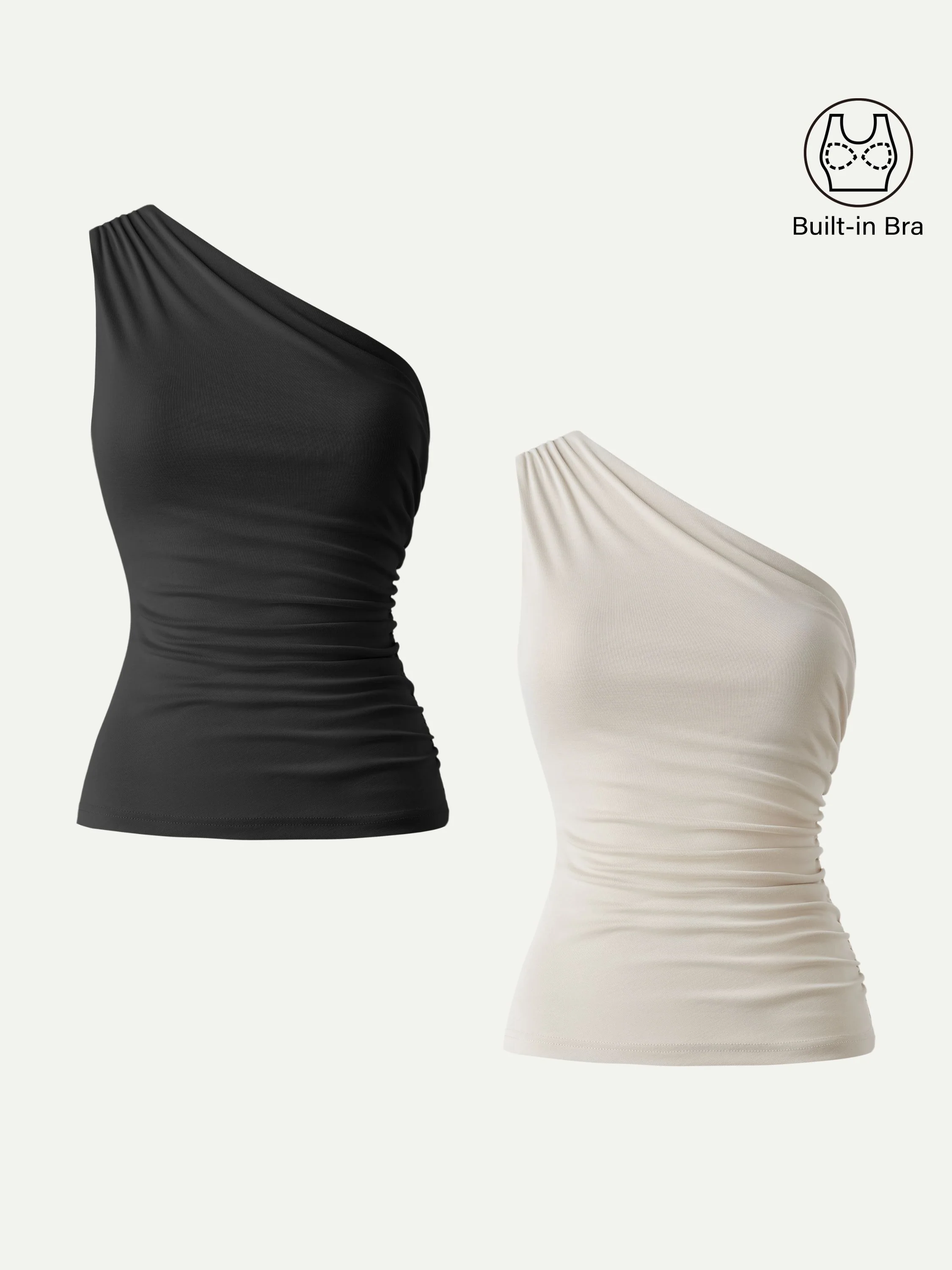 Sandwashed One Shoulder Ruched Bra Tank - Image 22