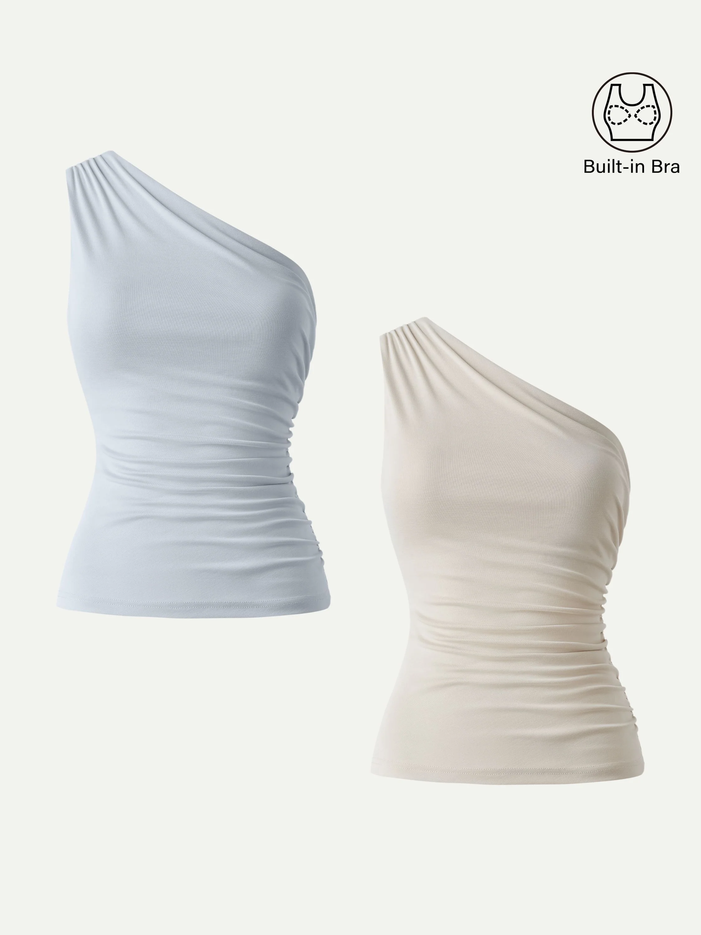 Sandwashed One Shoulder Ruched Bra Tank - Image 23
