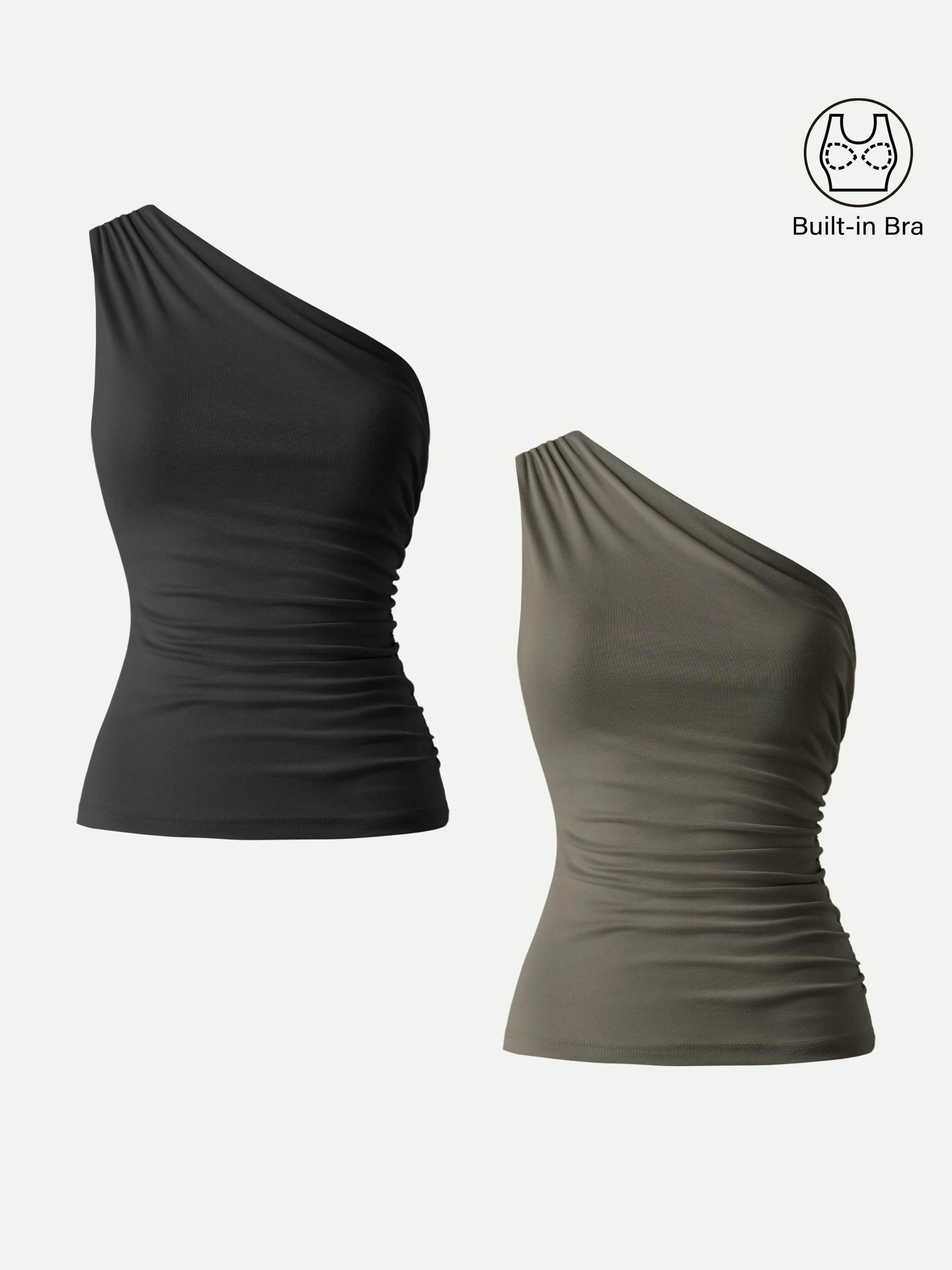 Sandwashed One Shoulder Ruched Bra Tank - Image 25