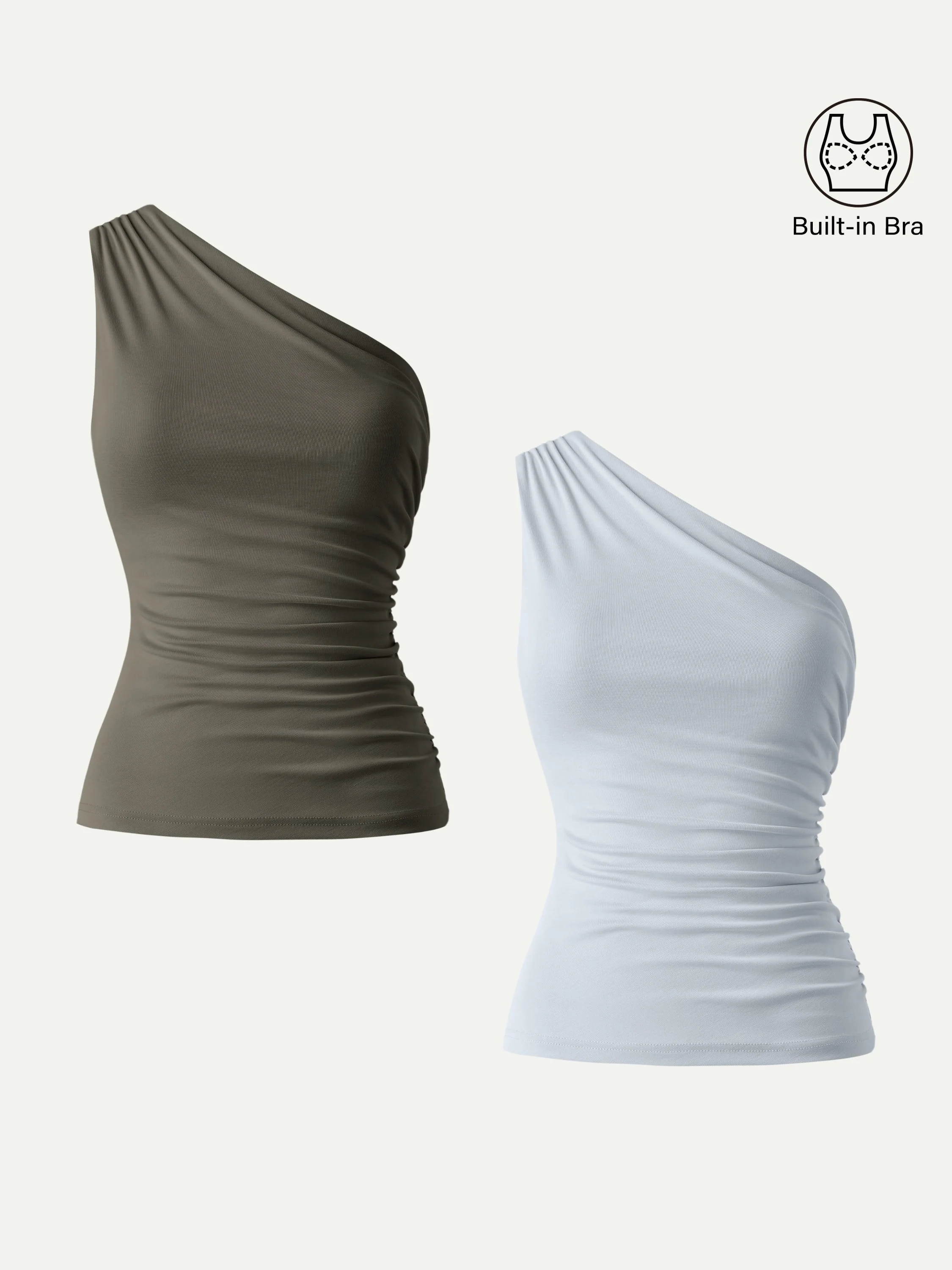Sandwashed One Shoulder Ruched Bra Tank - Image 26