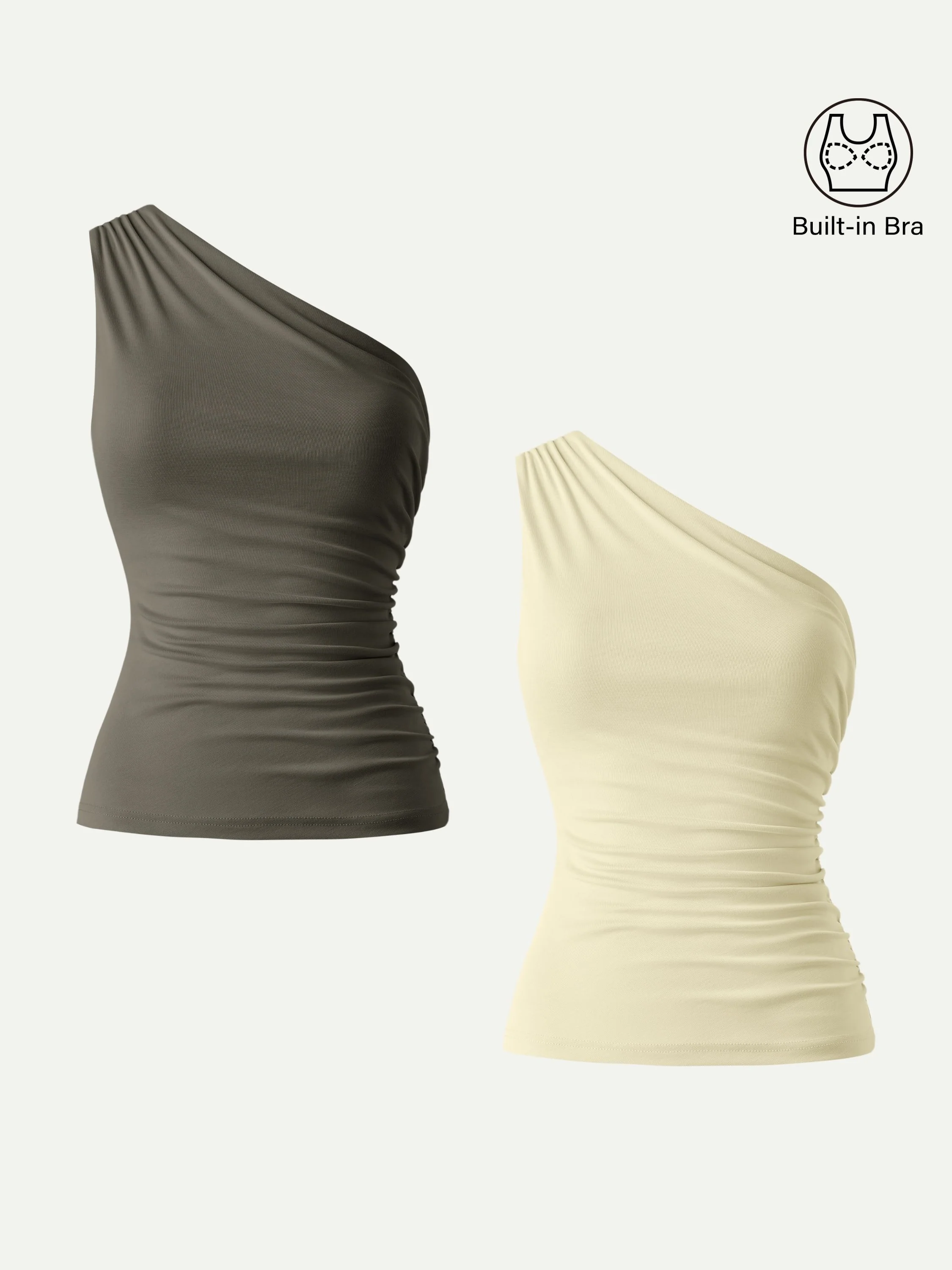 Sandwashed One Shoulder Ruched Bra Tank - Image 27