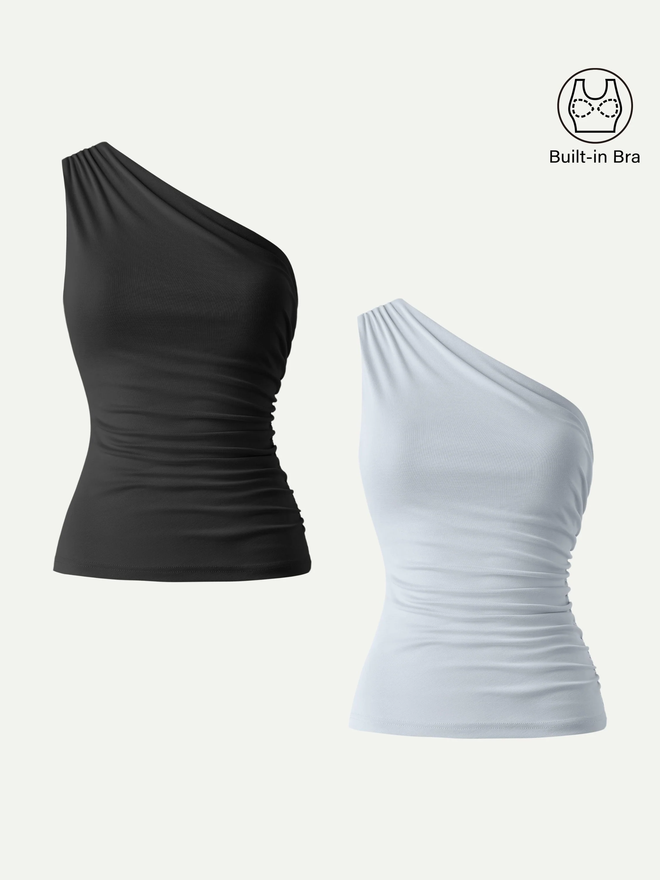 Sandwashed One Shoulder Ruched Bra Tank - Image 28