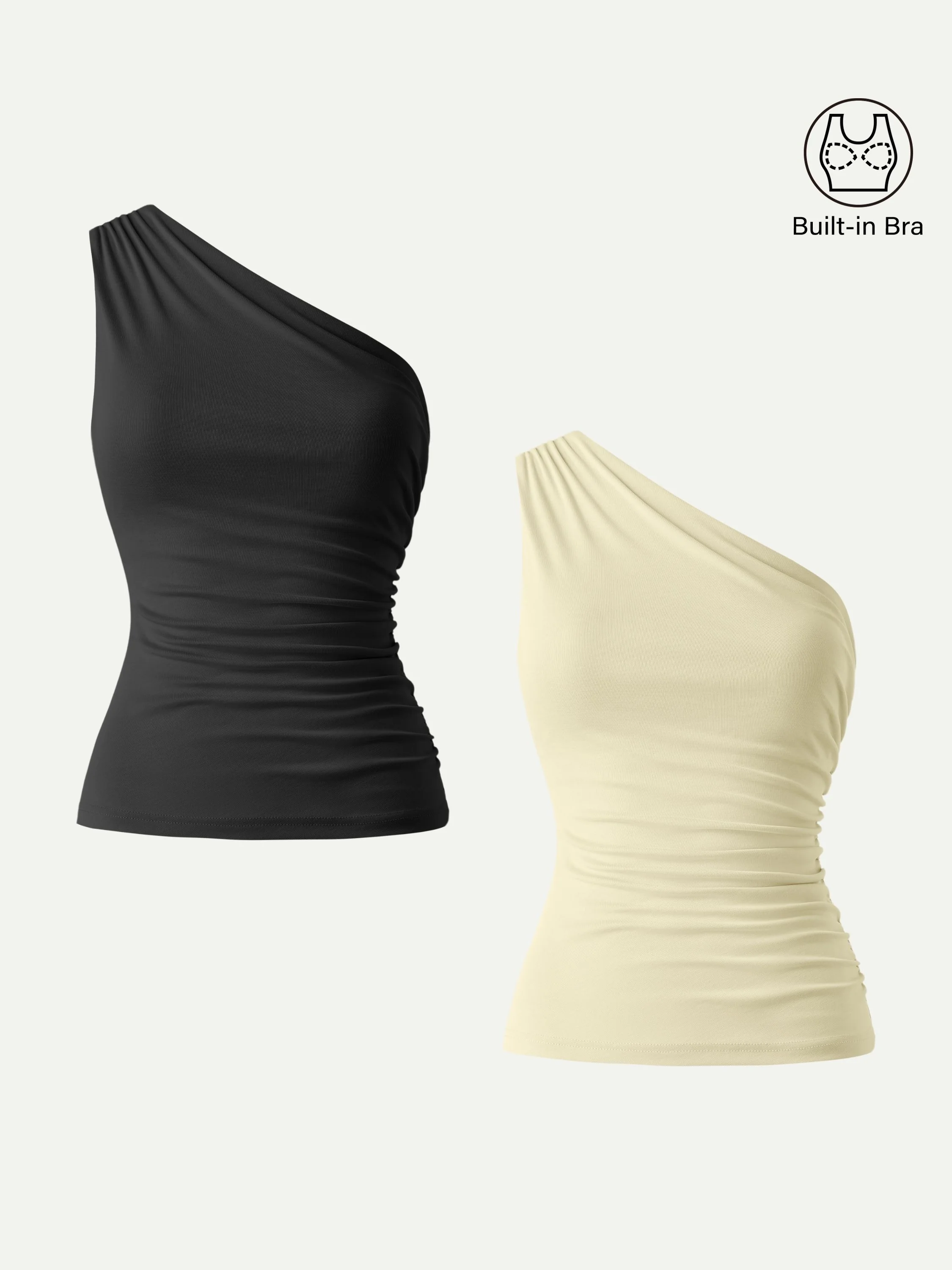 Sandwashed One Shoulder Ruched Bra Tank - Image 29