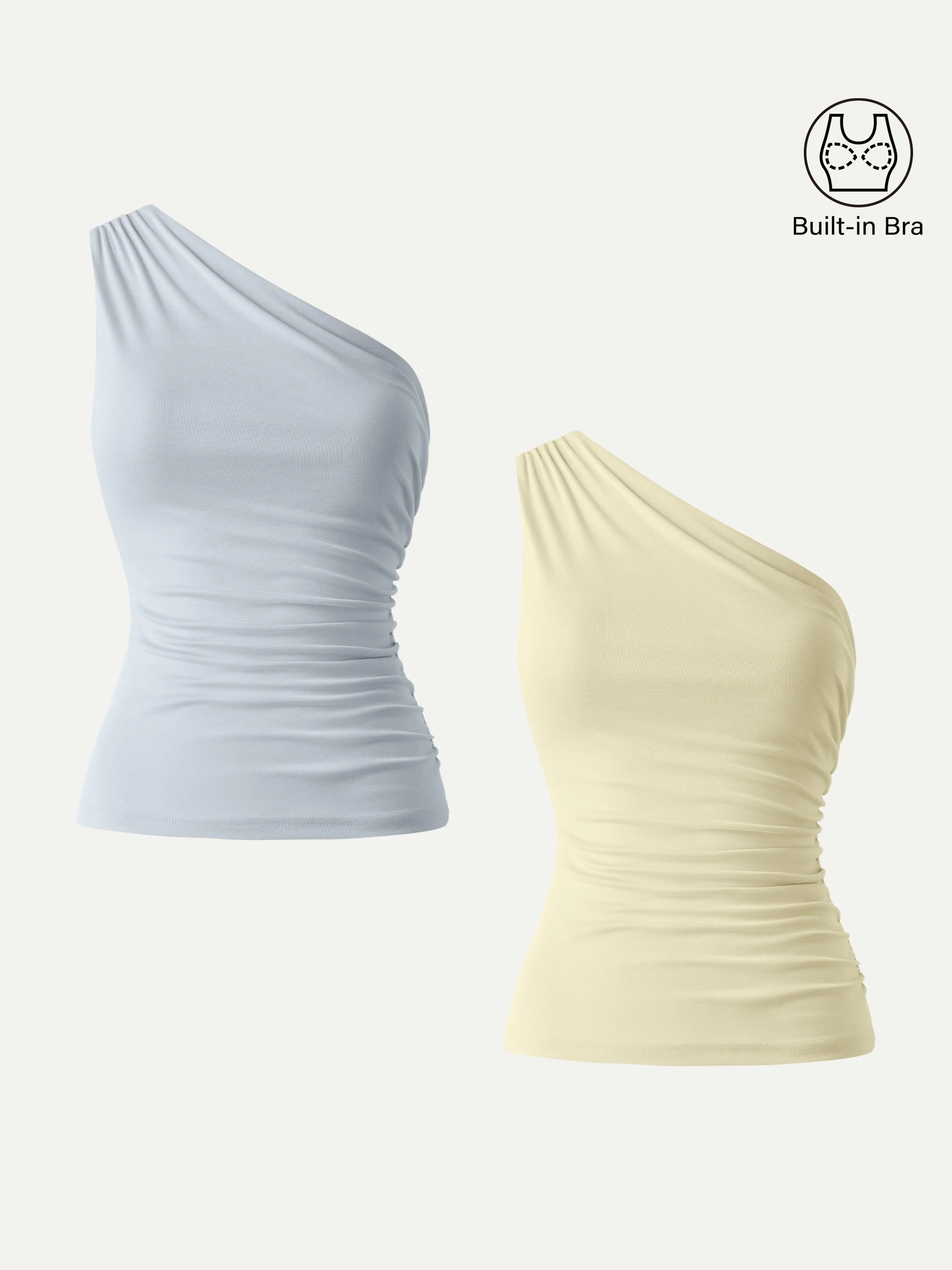 Sandwashed One Shoulder Ruched Bra Tank - Image 30