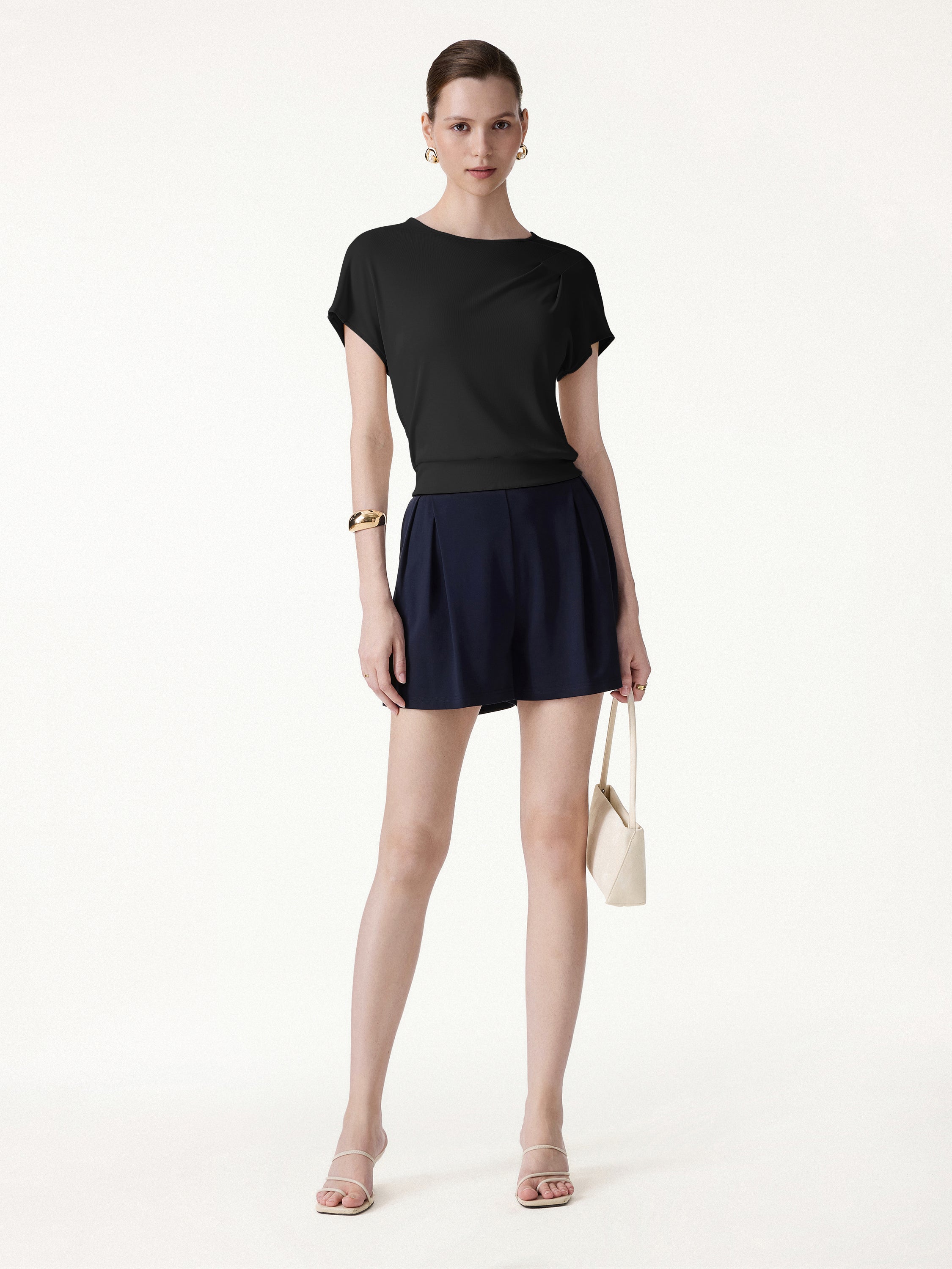 Sandwashed Relaxed Round Neck Cap Sleeve Tee - Image 10