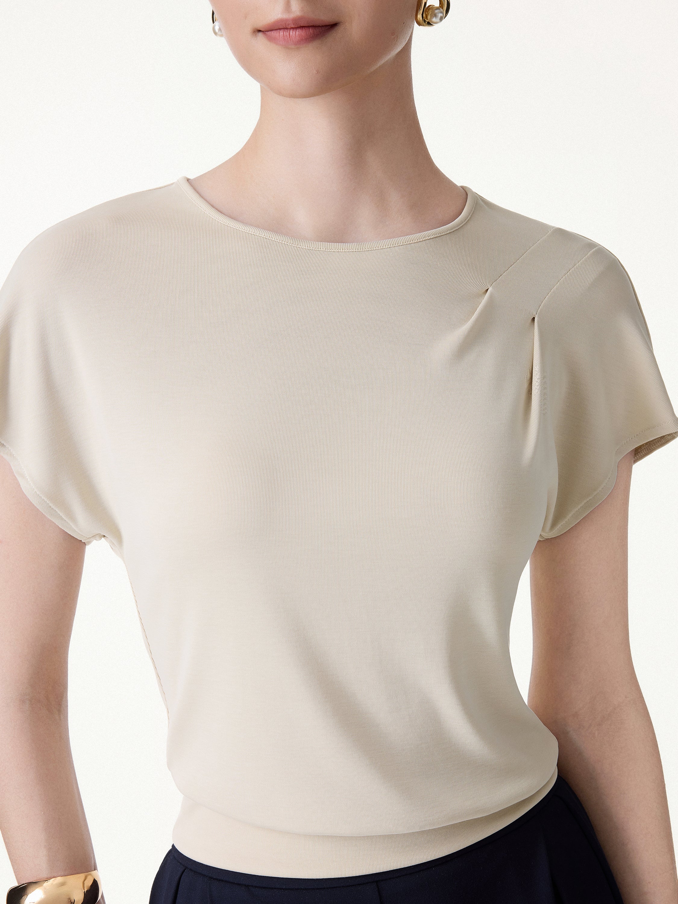 Sandwashed Relaxed Round Neck Cap Sleeve Tee - Image 5