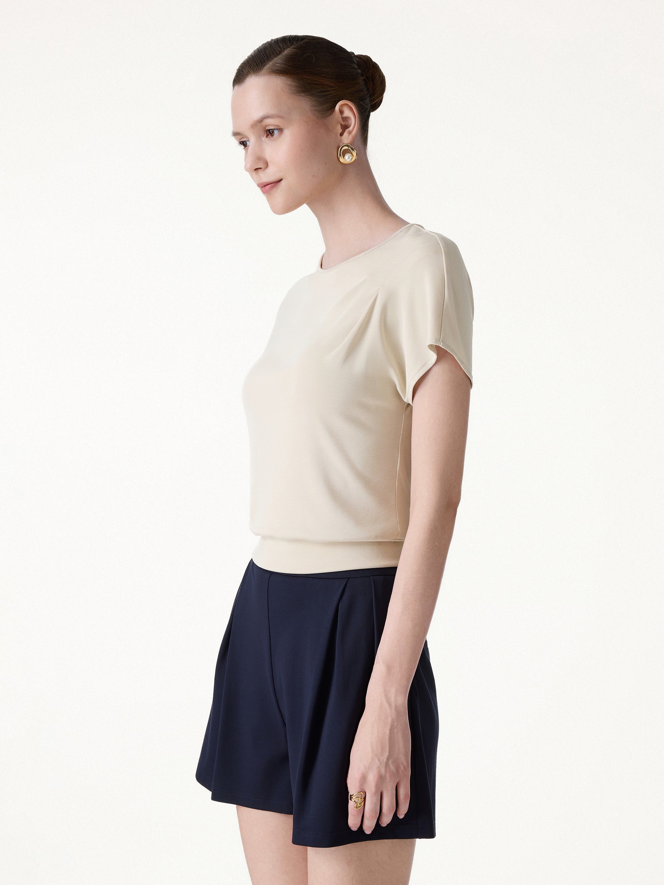 Sandwashed Relaxed Round Neck Cap Sleeve Tee - Image 6