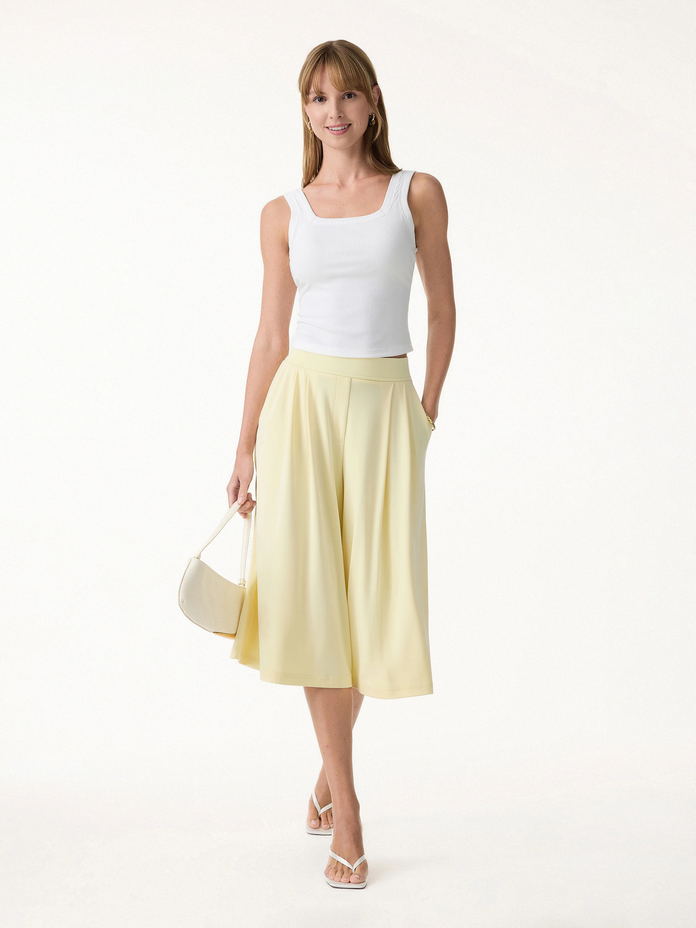 Sandwashed Super Flowy Cropped Palazzo Leg Pant with Pockets - Image 3