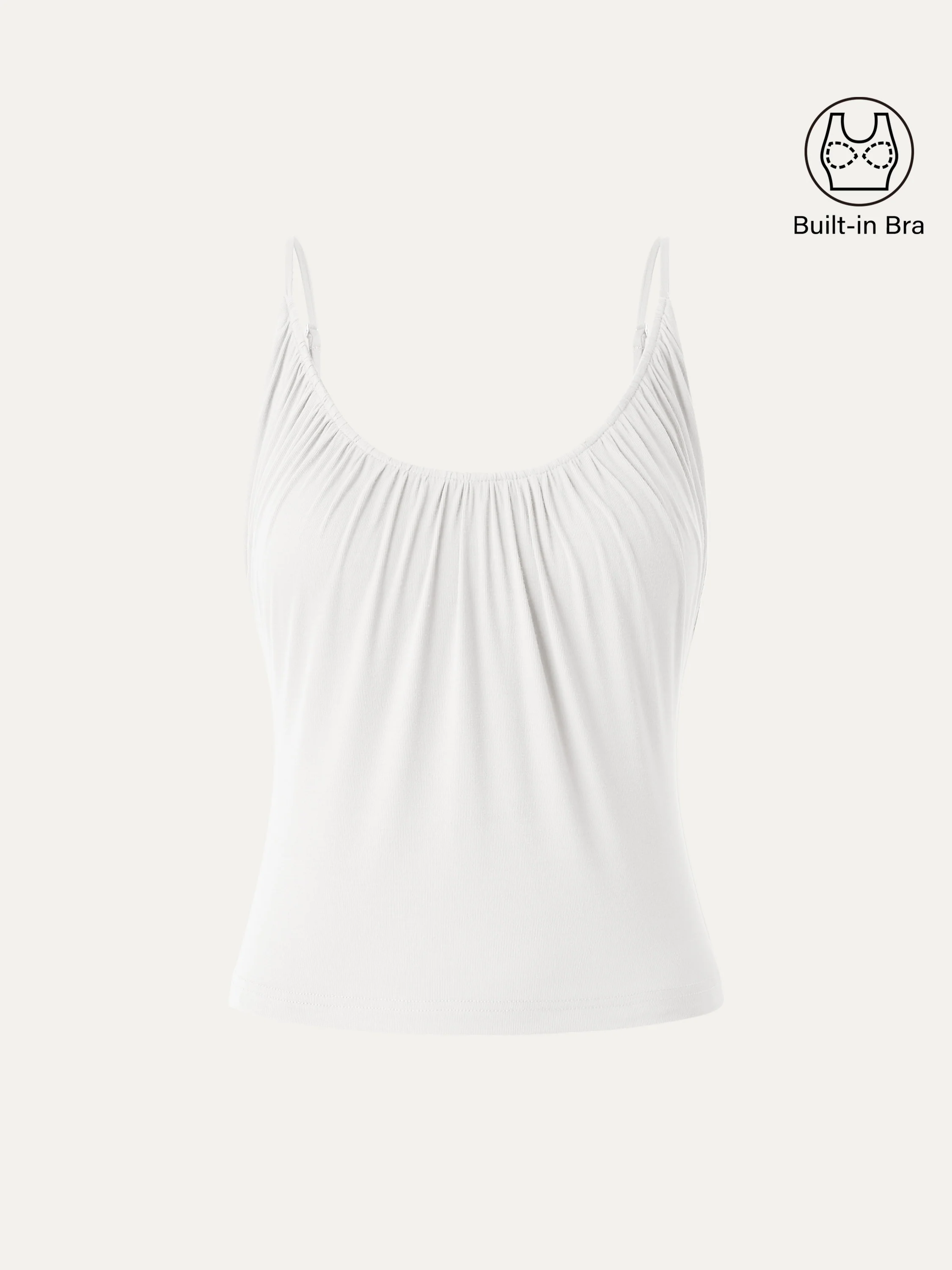 Scoop Neck Gathered Spaghetti Bra Tank - Image 12