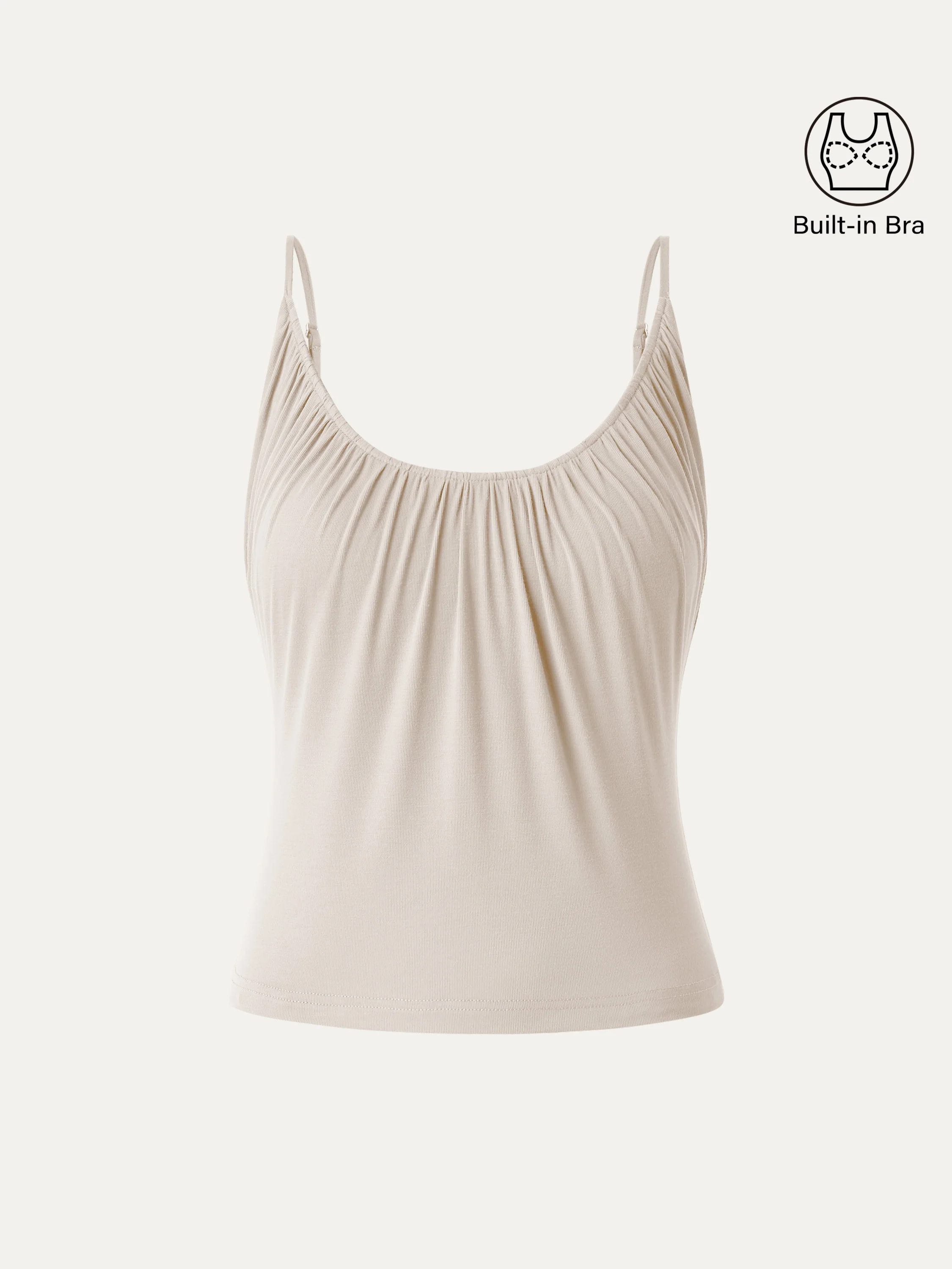 Scoop Neck Gathered Spaghetti Bra Tank - Image 13