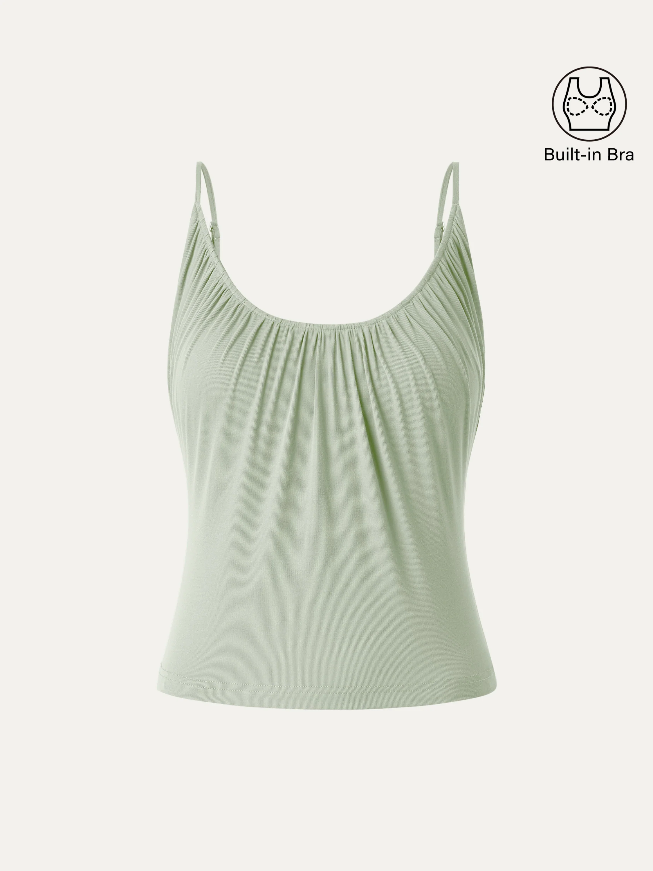 Scoop Neck Gathered Spaghetti Bra Tank - Image 14