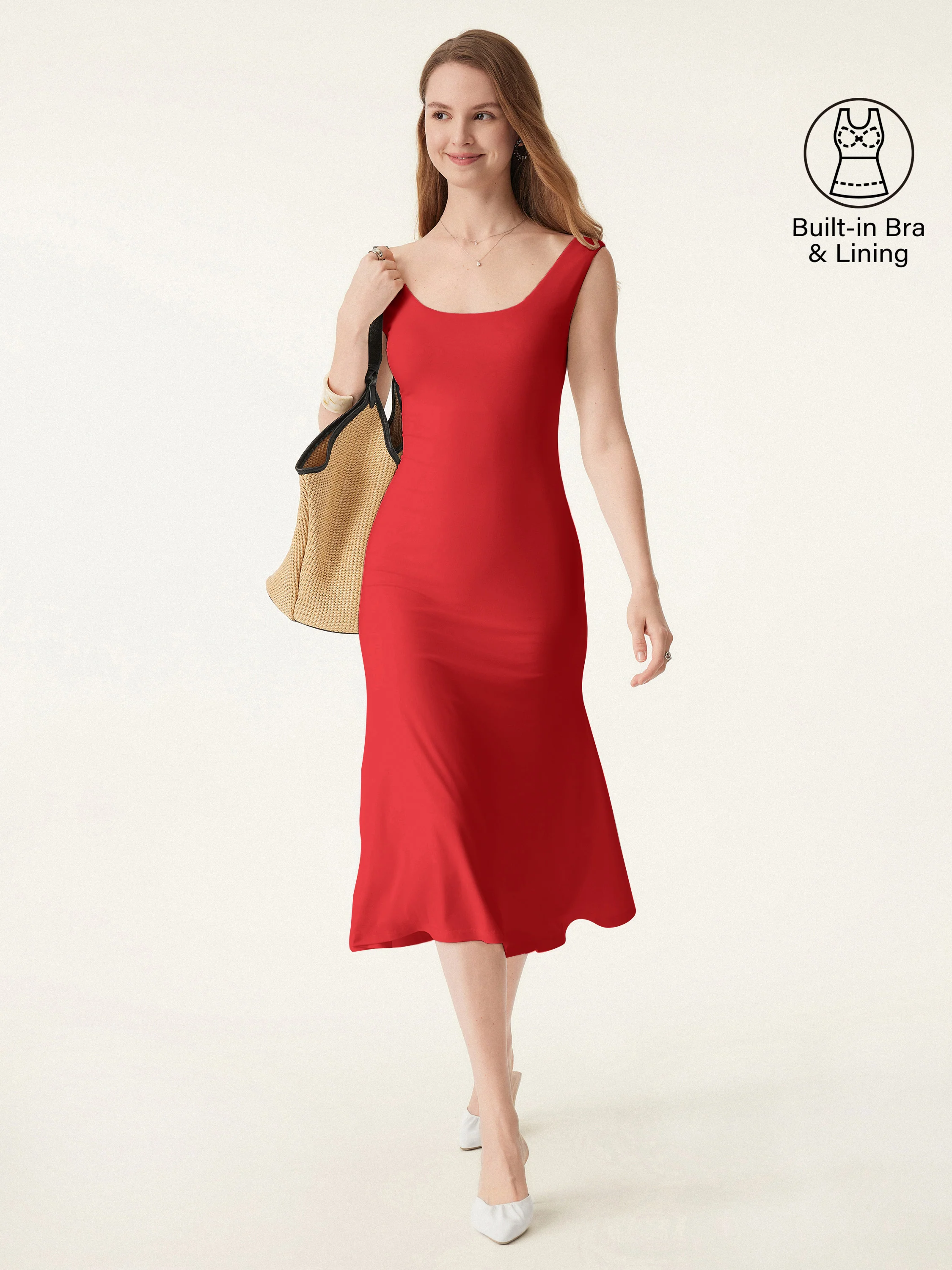 Scoop Neck Midi Low Back Bra Dress - Image 13
