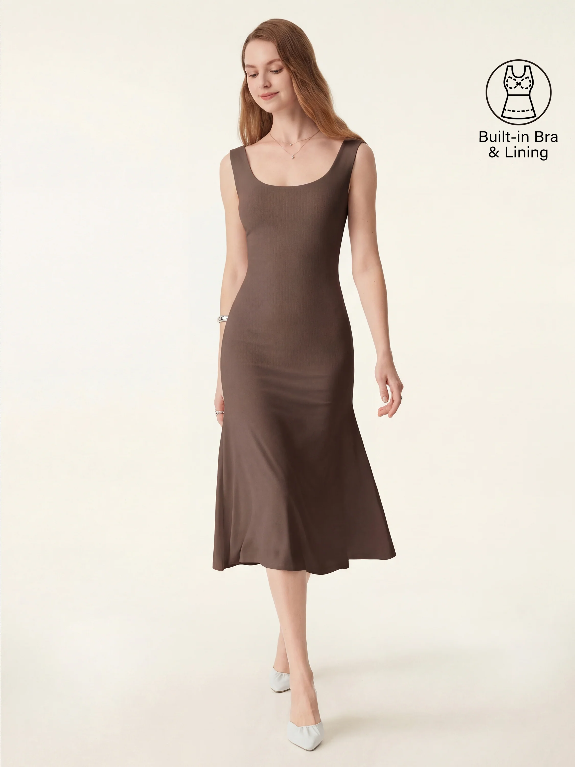Scoop Neck Midi Low Back Bra Dress - Image 15