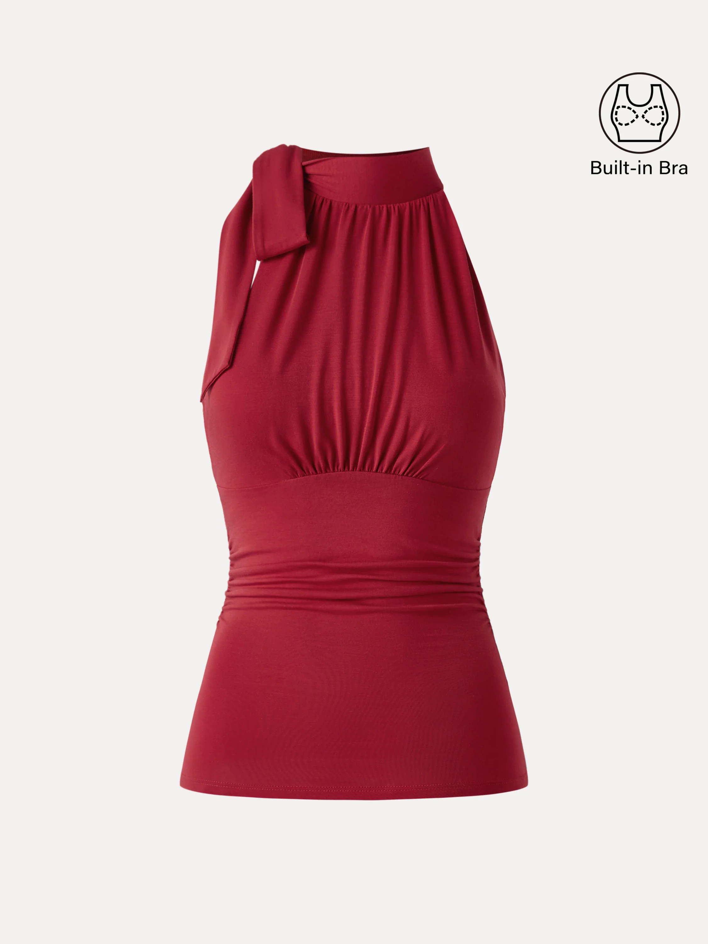 Side Ruched High Tie Neck New Airy Bra Tank - Image 5